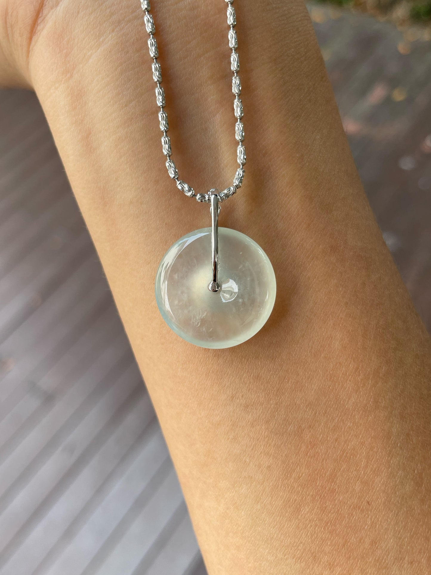 Icy Jadeite Safety Coin Pendant - 平安扣 (NJP098)