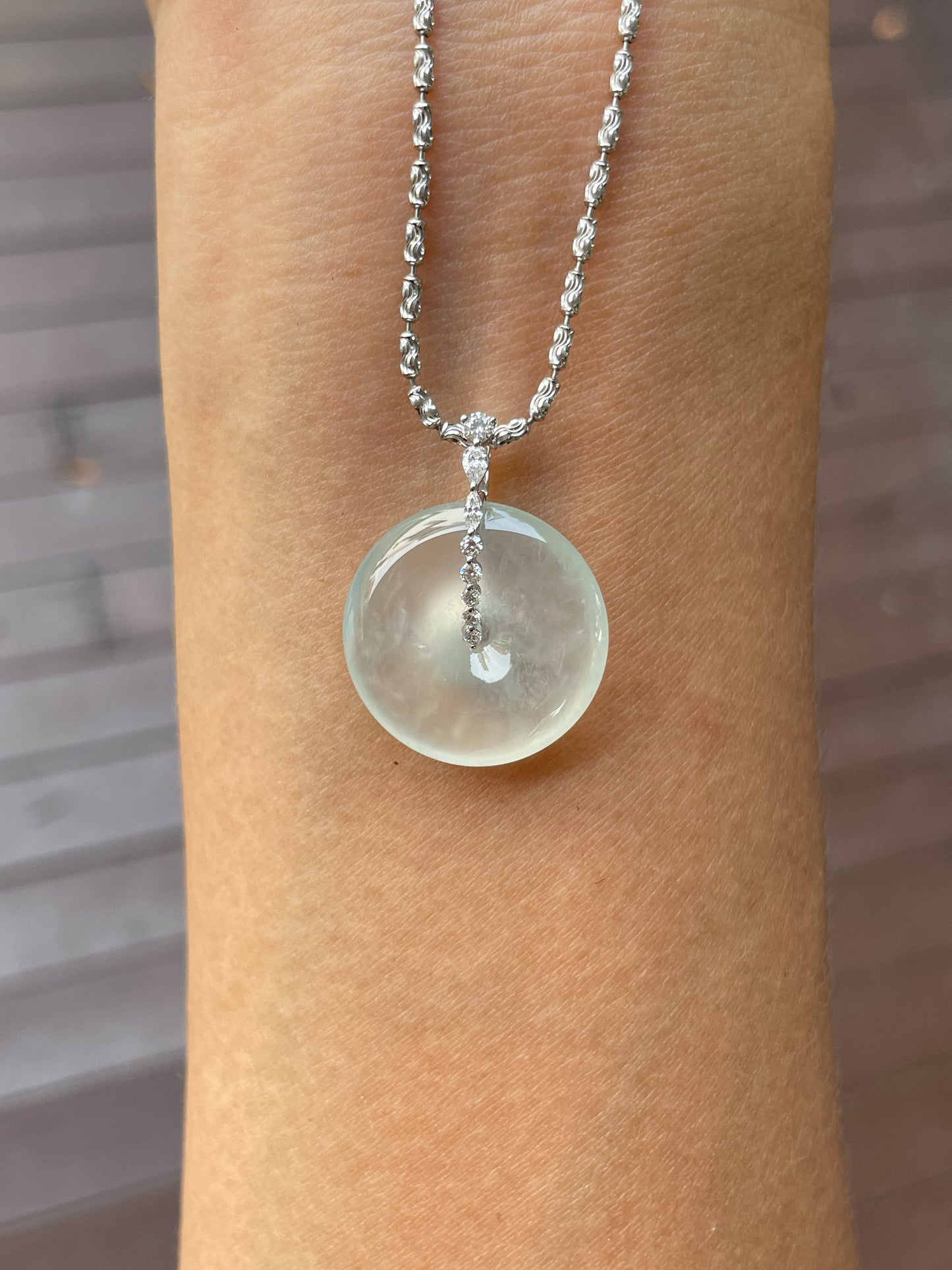 Icy Jadeite Safety Coin Pendant - 平安扣 (NJP098)