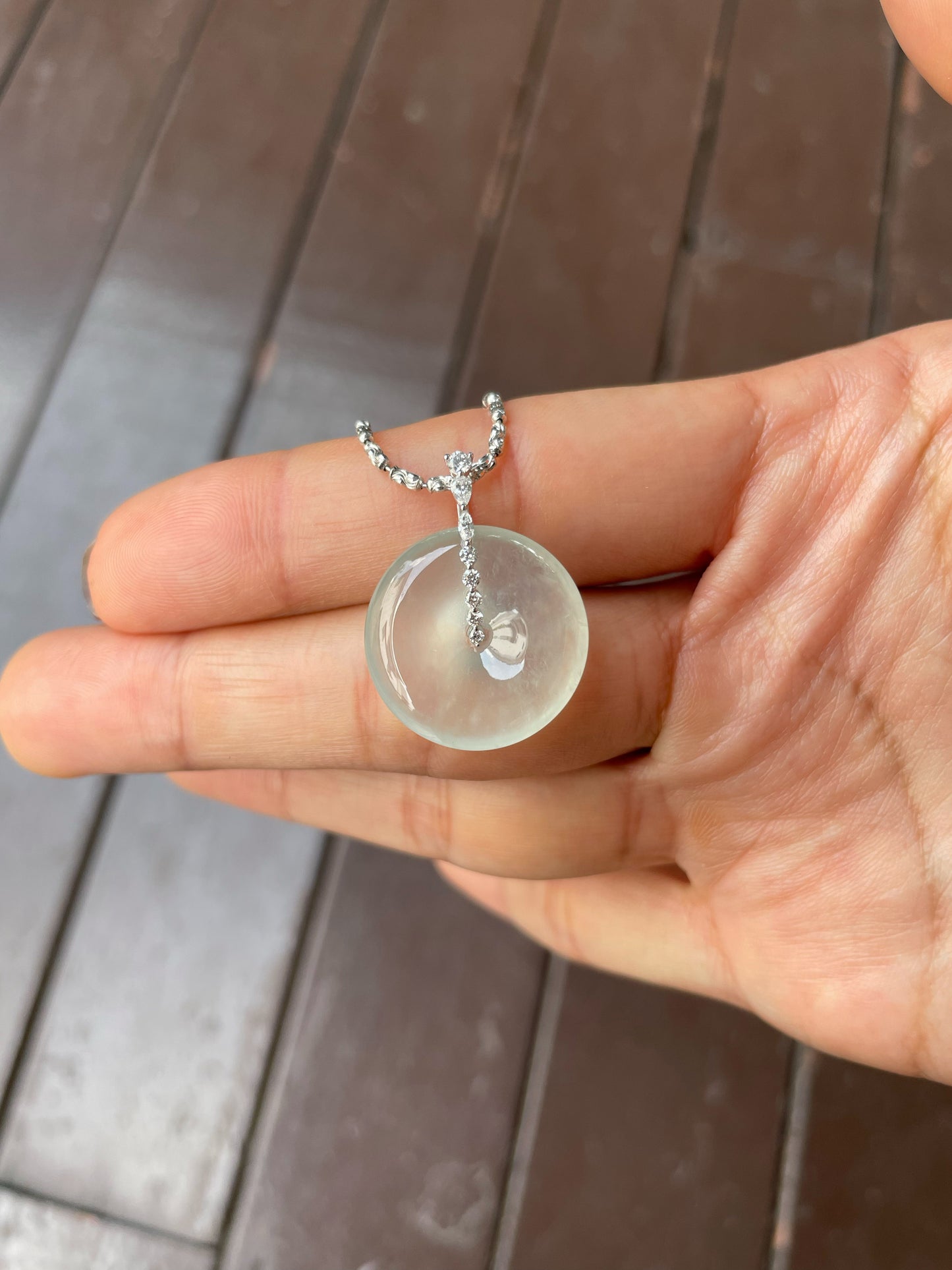 Icy Jadeite Safety Coin Pendant - 平安扣 (NJP098)
