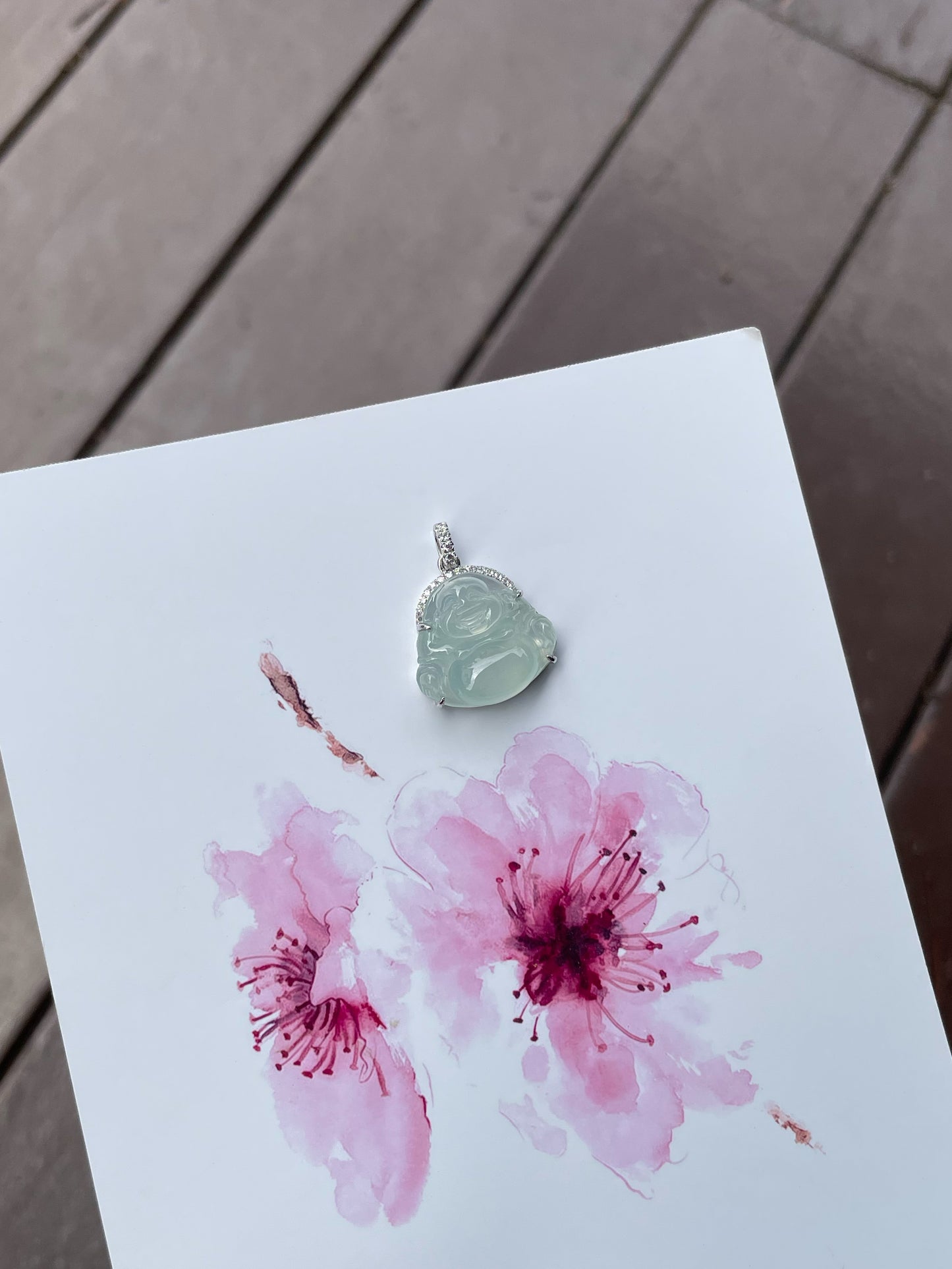 Icy Jade Pendant -  Laughing Buddha 笑佛 (NJP113)