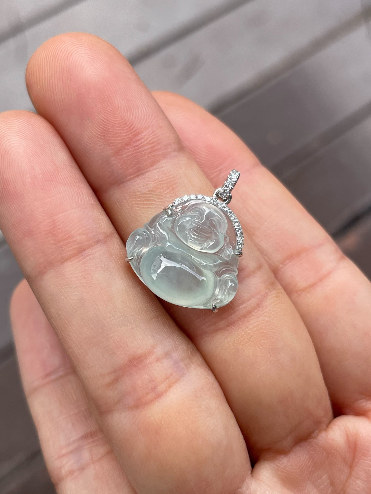 Icy Jade Pendant -  Laughing Buddha 笑佛 (NJP113)