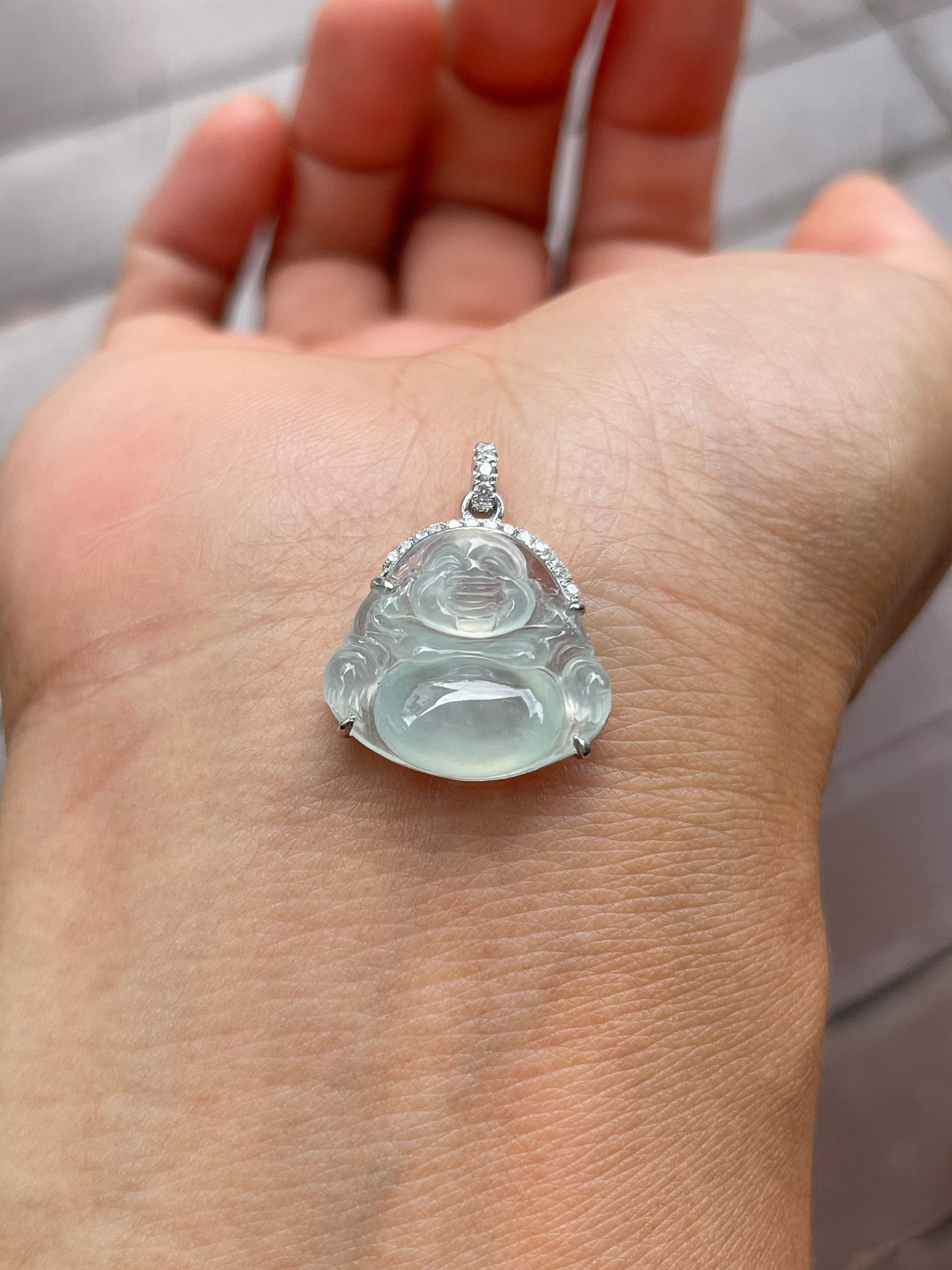 Icy Jade Pendant -  Laughing Buddha 笑佛 (NJP113)