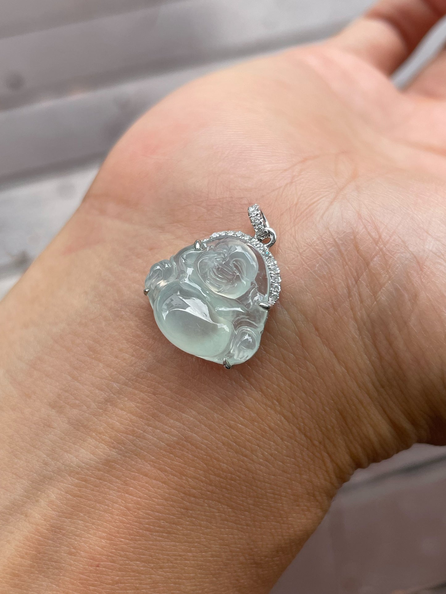 Icy Jade Pendant -  Laughing Buddha 笑佛 (NJP113)