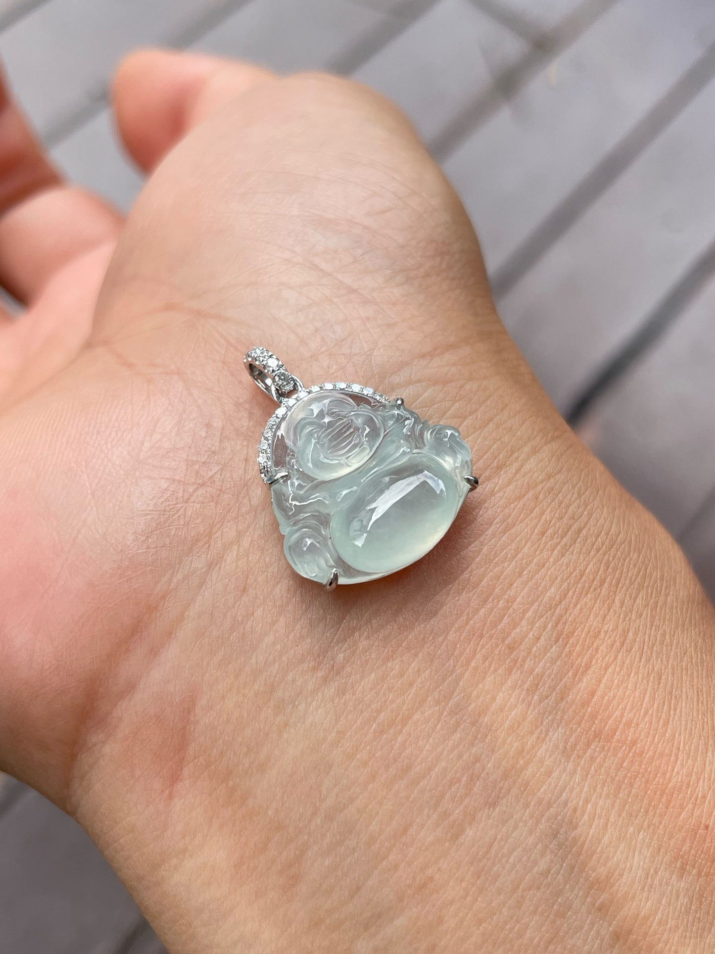 Icy Jade Pendant -  Laughing Buddha 笑佛 (NJP113)