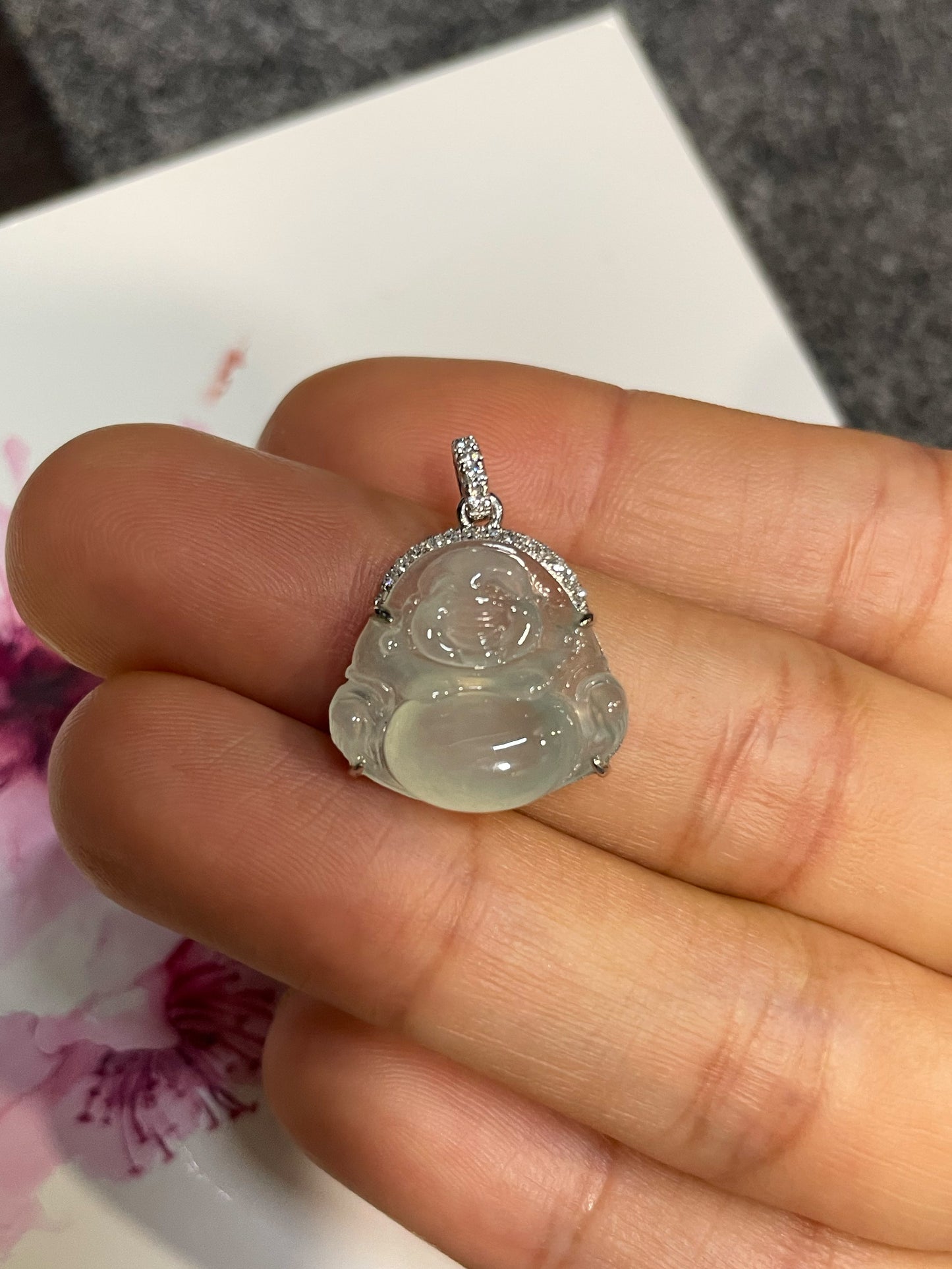 Icy Jade Pendant -  Laughing Buddha 笑佛 (NJP113)