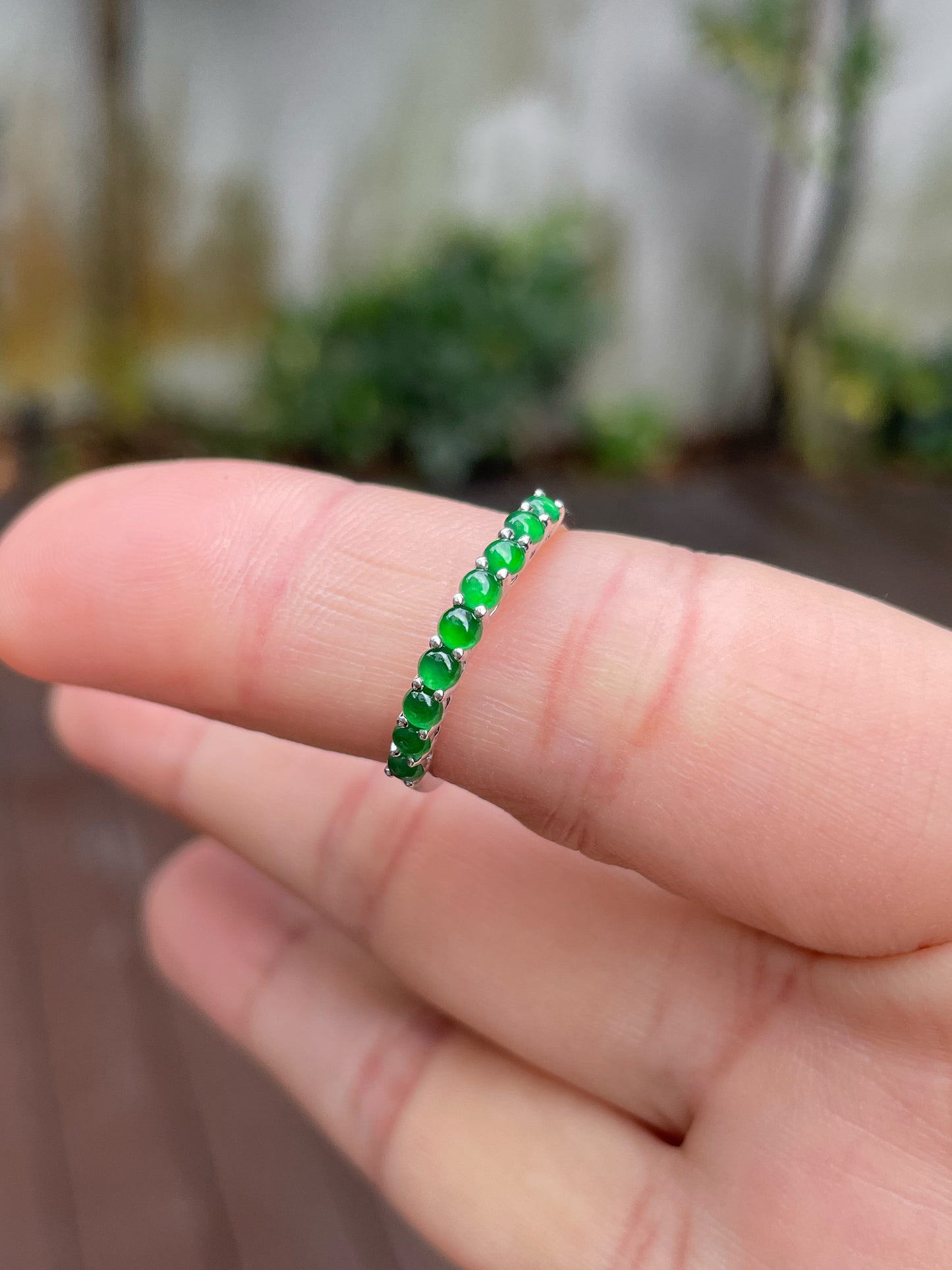 Green Cabochons Jade Ring (NJR168)