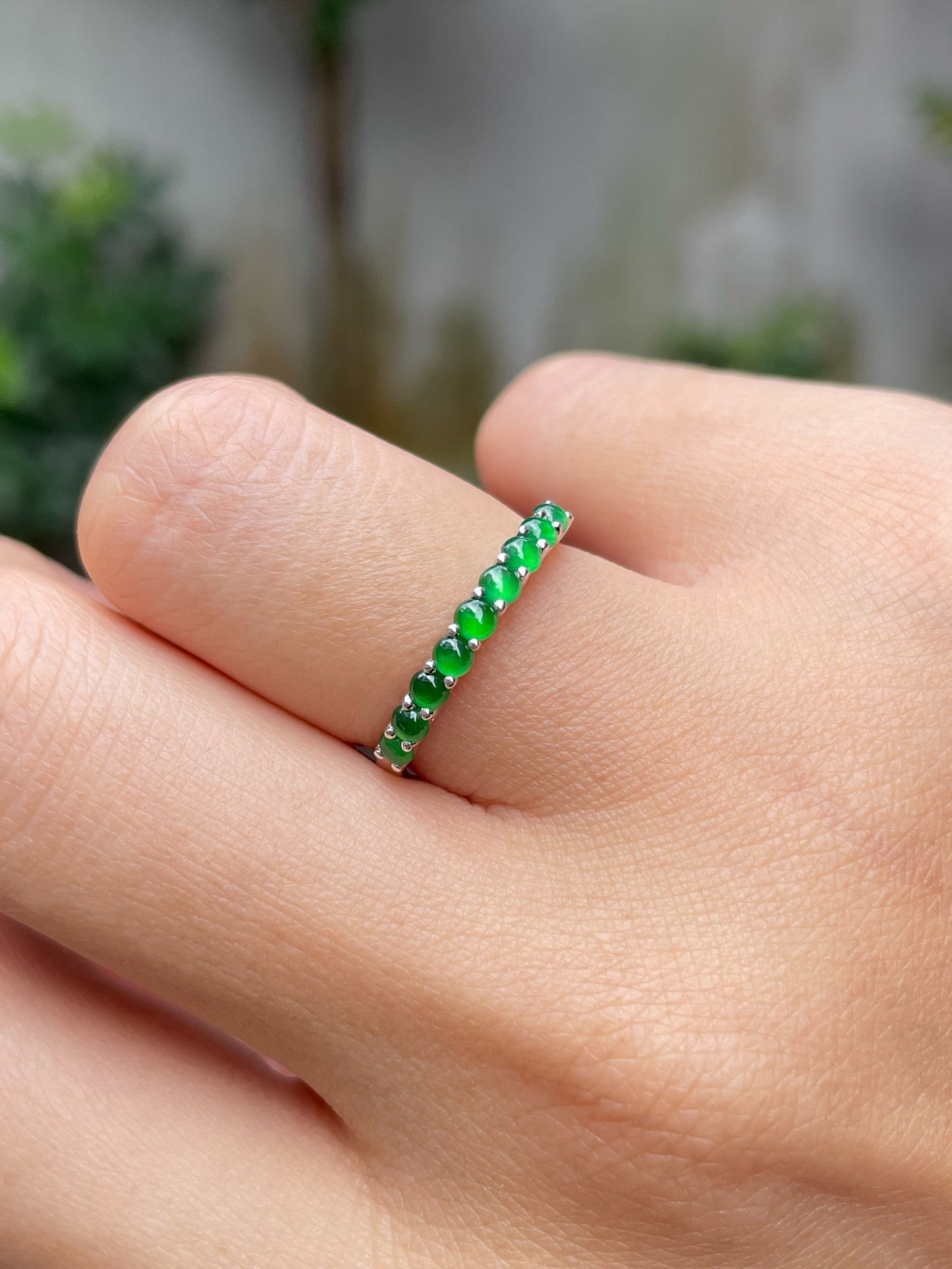 Green Cabochons Jade Ring (NJR168)