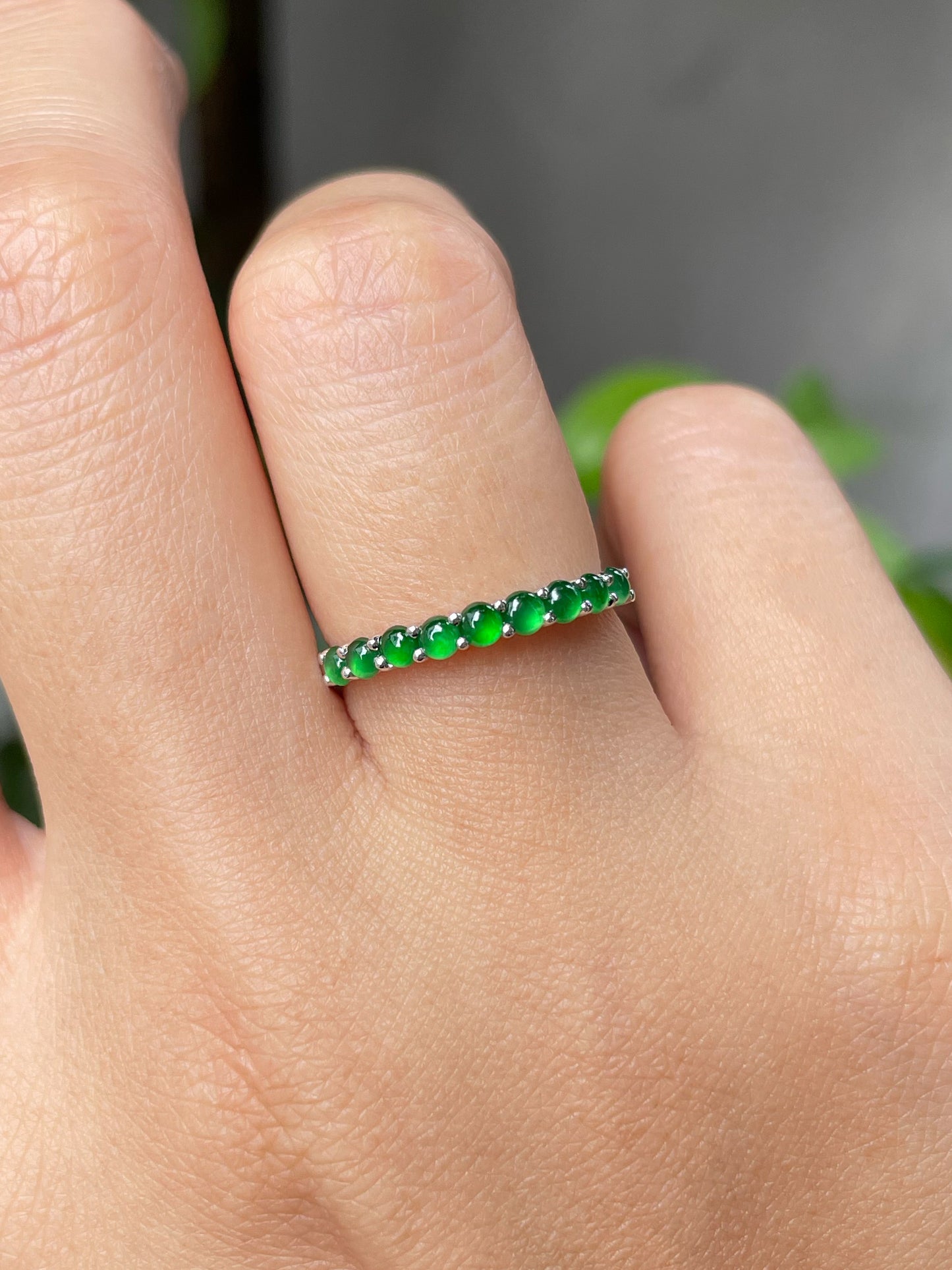 Green Cabochons Jade Ring (NJR168)