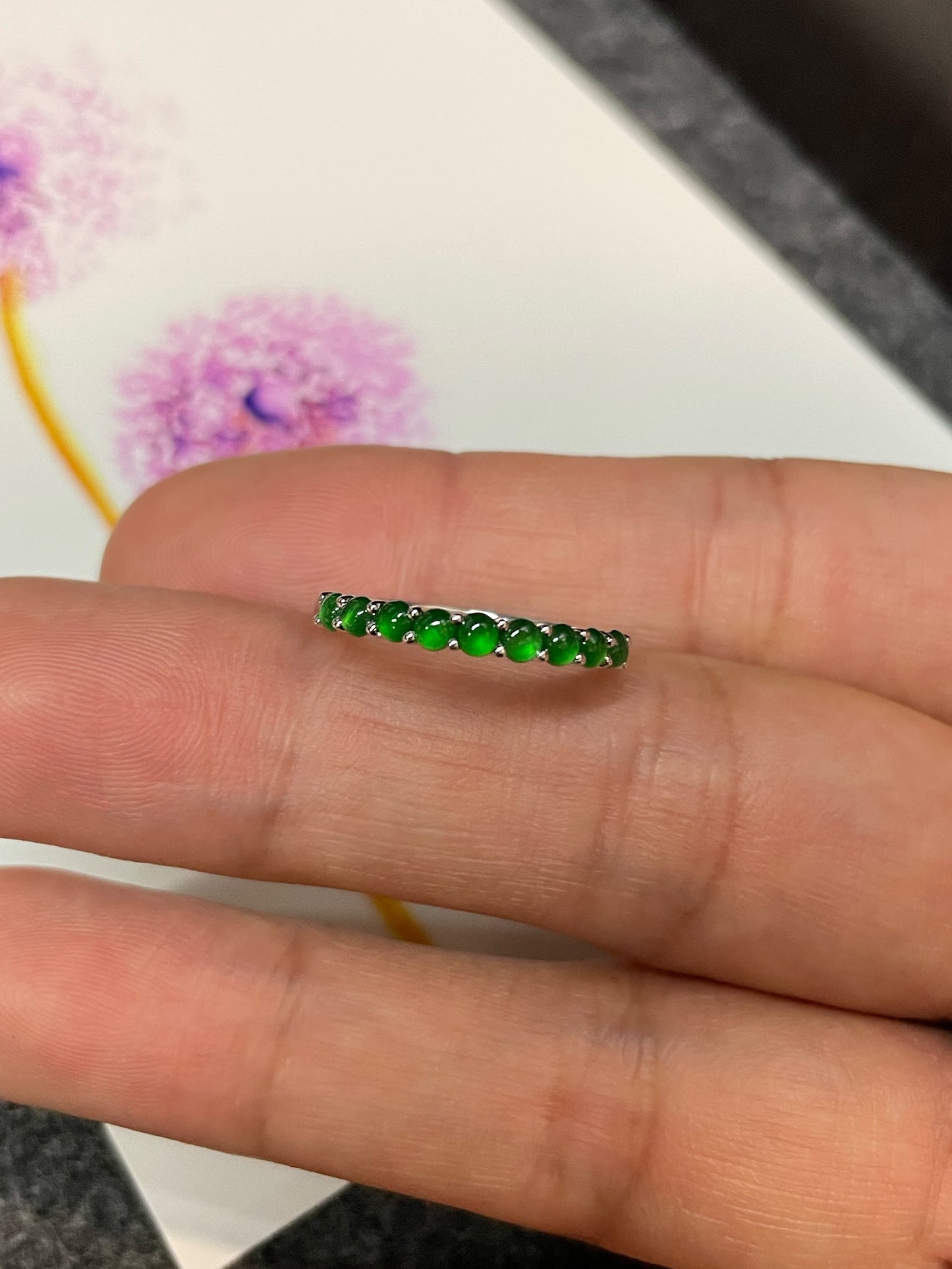 Green Cabochons Jade Ring (NJR168)