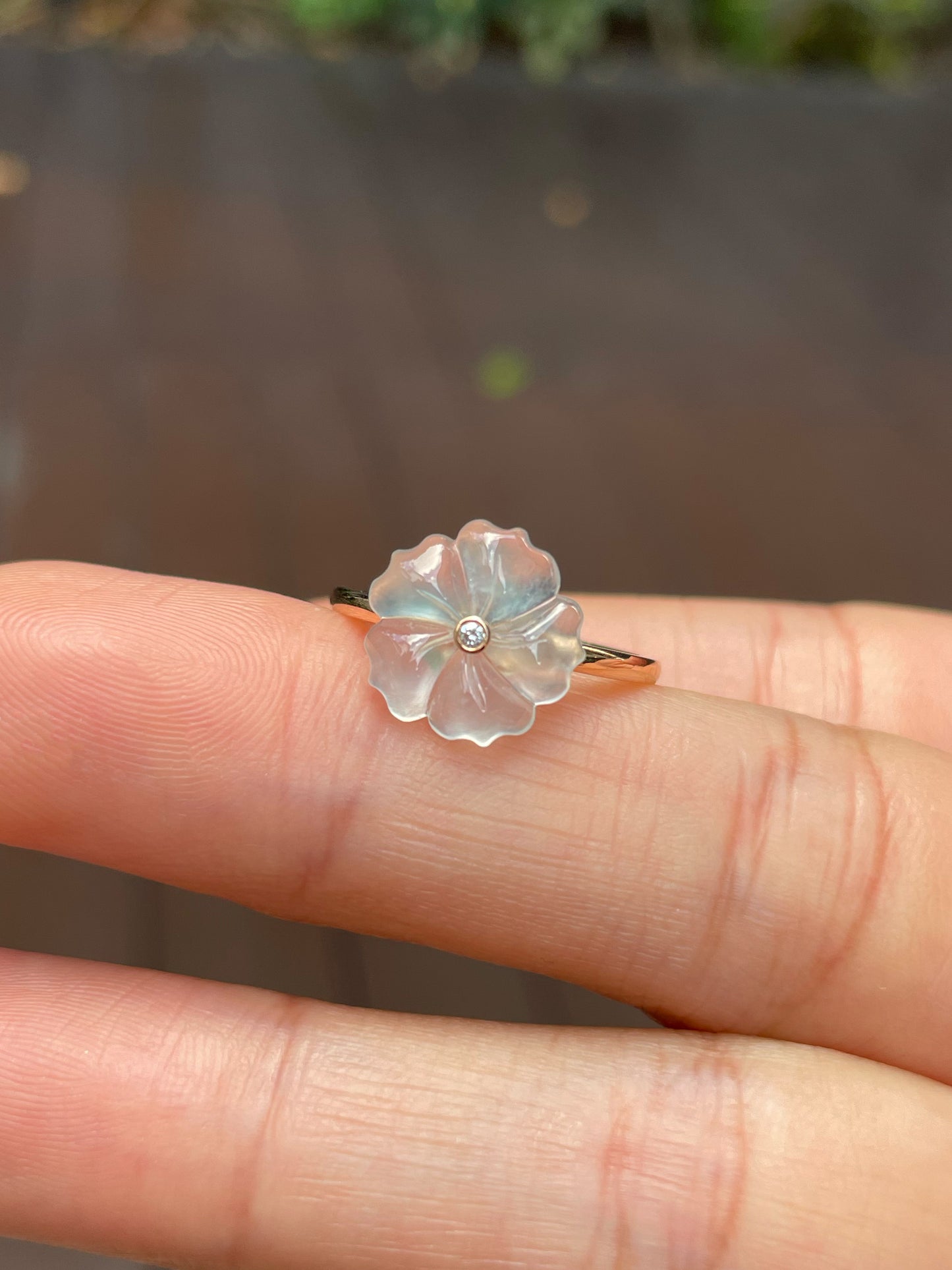 Glassy Jade Ring - Plum Blossom (NJR178)