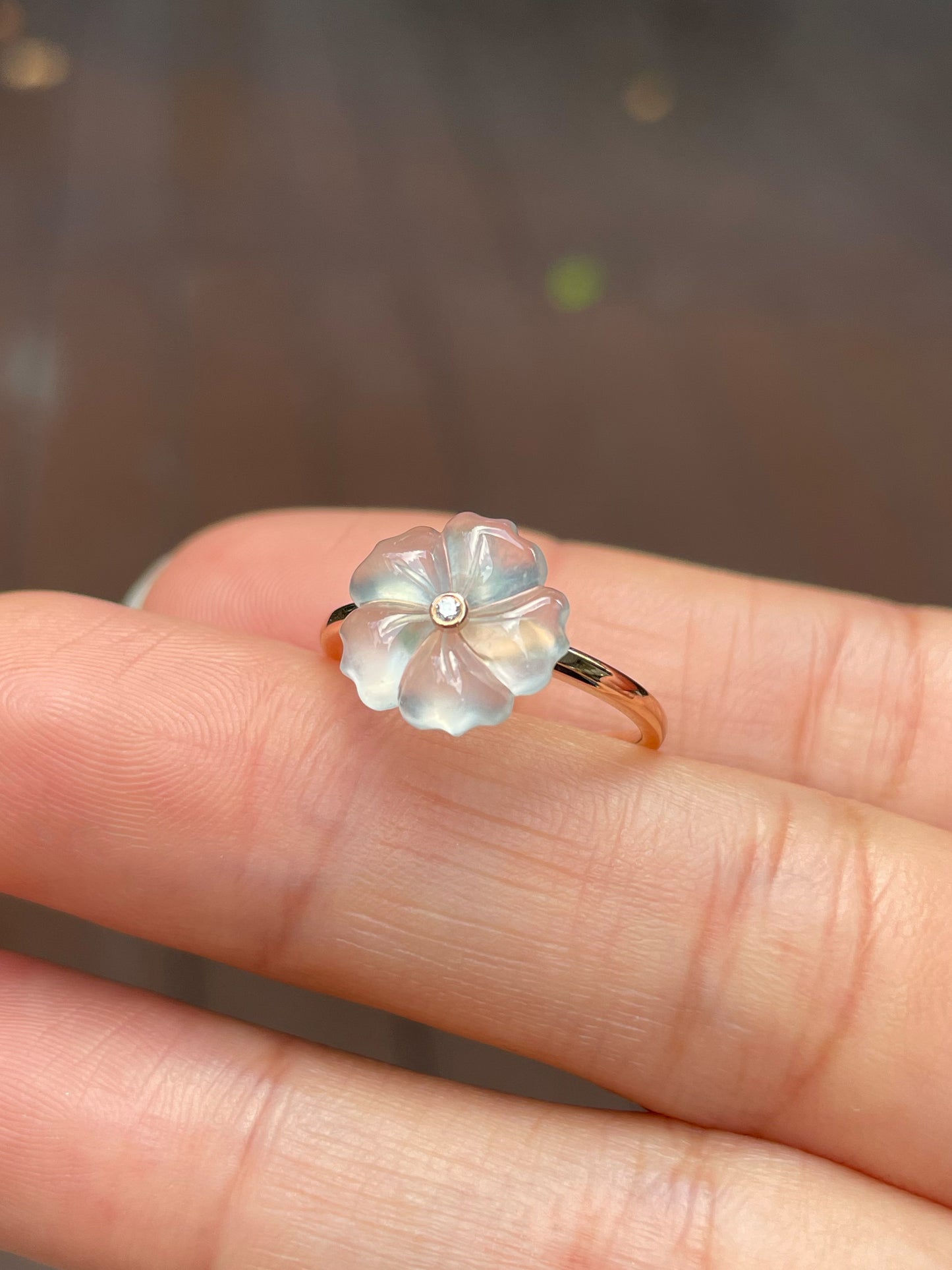 Glassy Jade Ring - Plum Blossom (NJR178)
