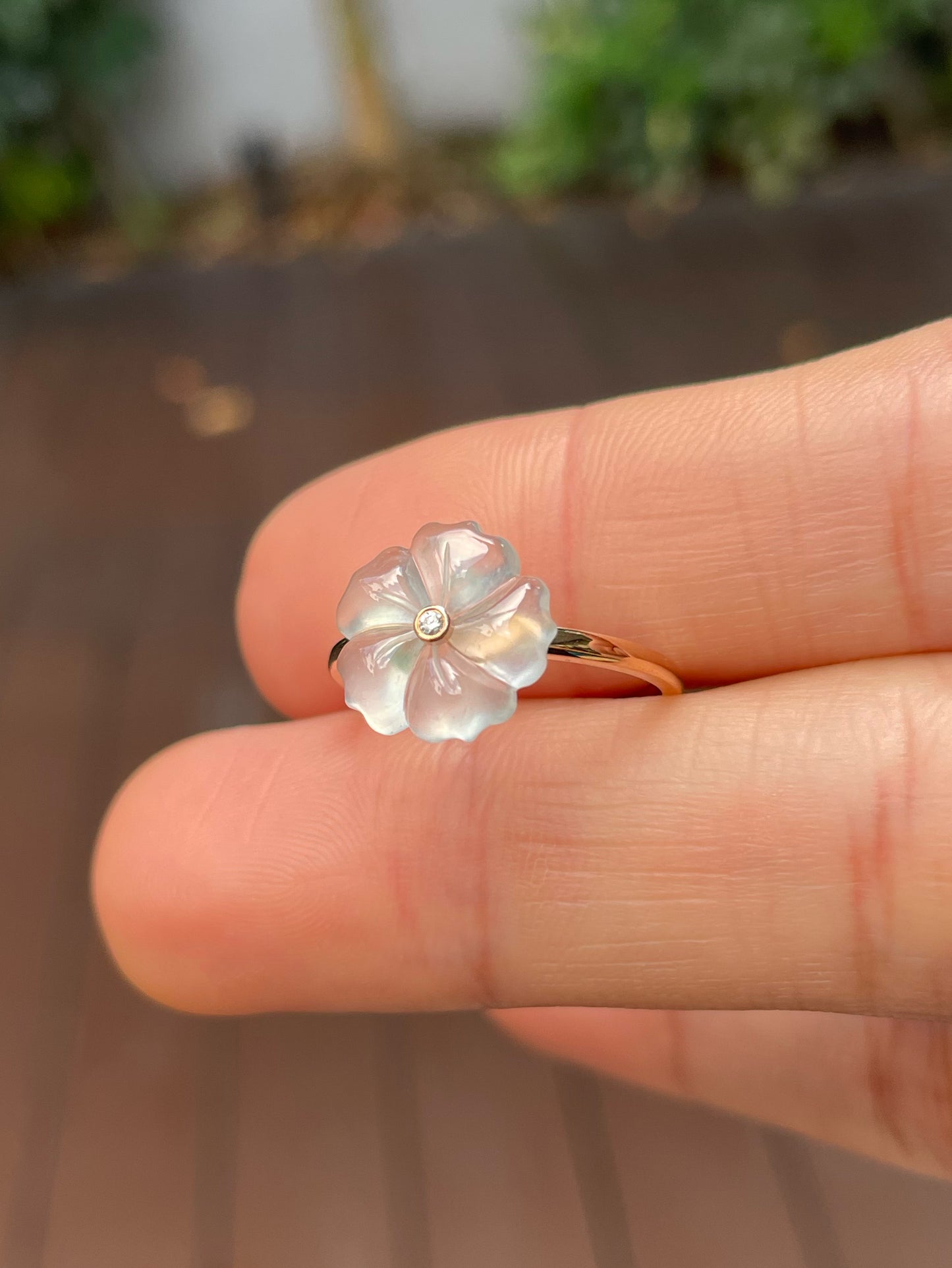 Glassy Jade Ring - Plum Blossom (NJR178)