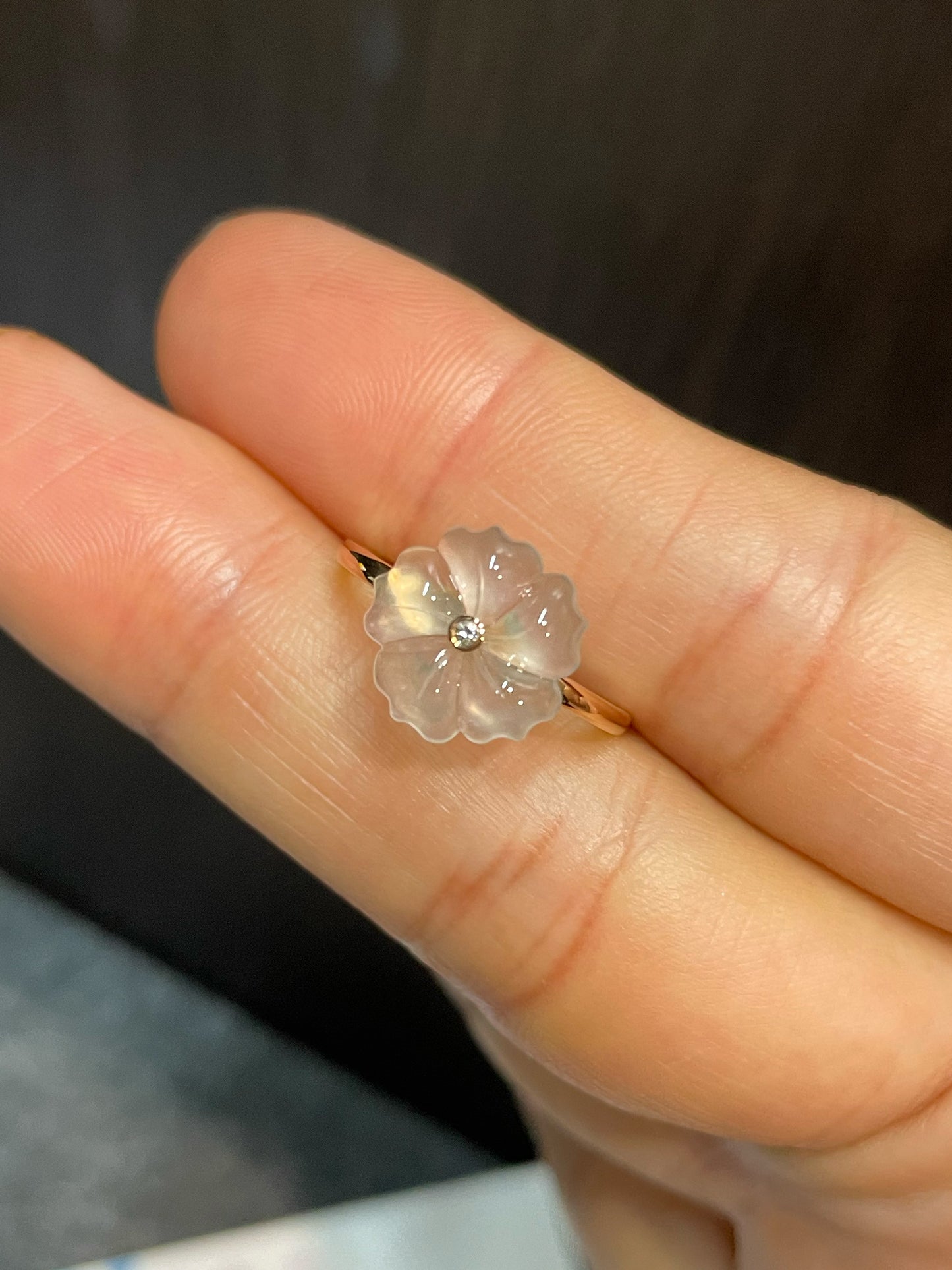 Glassy Jade Ring - Plum Blossom (NJR178)
