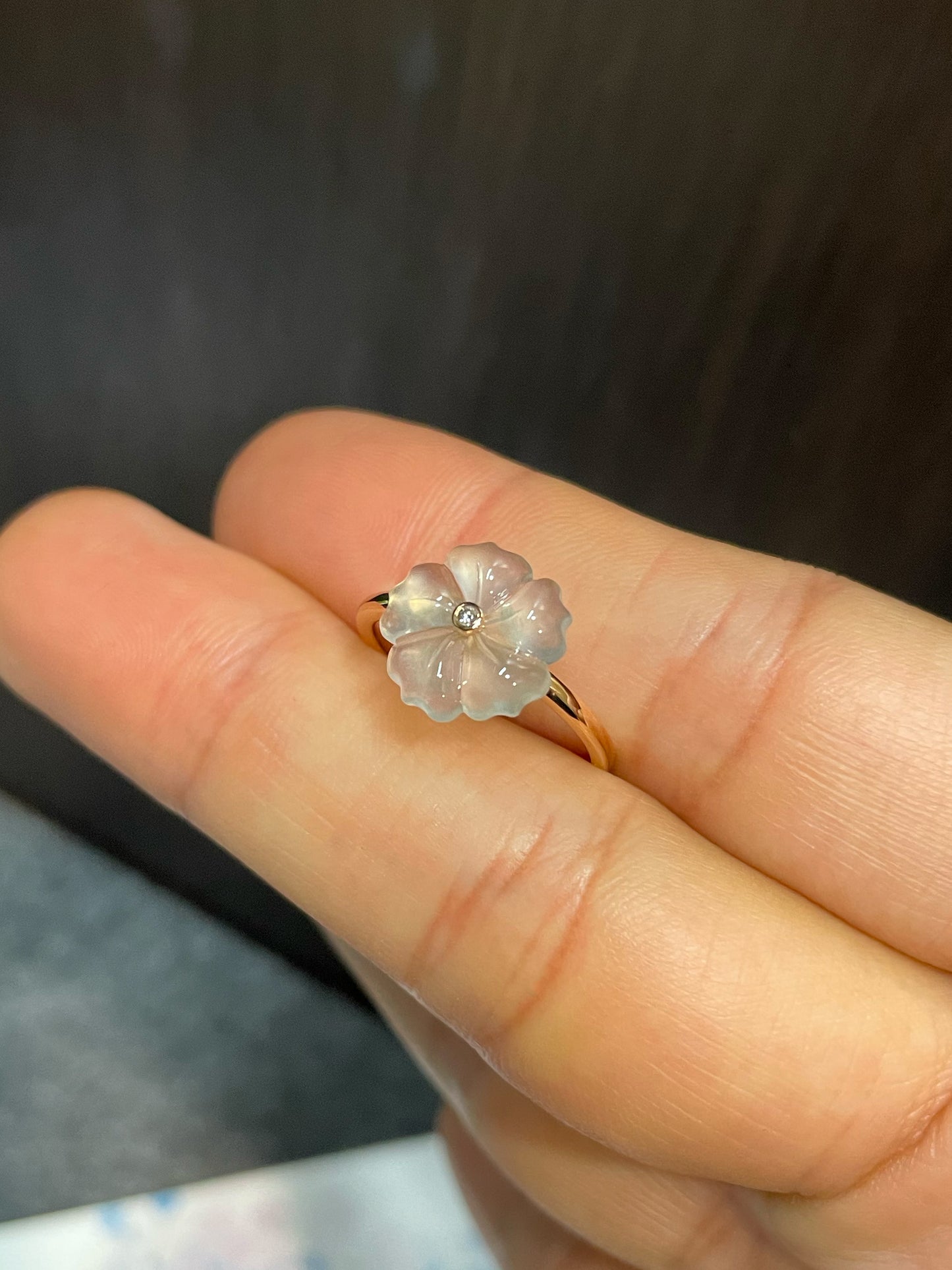 Glassy Jade Ring - Plum Blossom (NJR178)