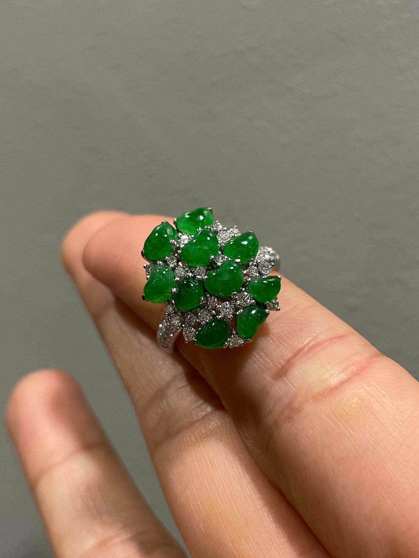 Green Jadeite Ring / Pendant - Hearts (NJR184)