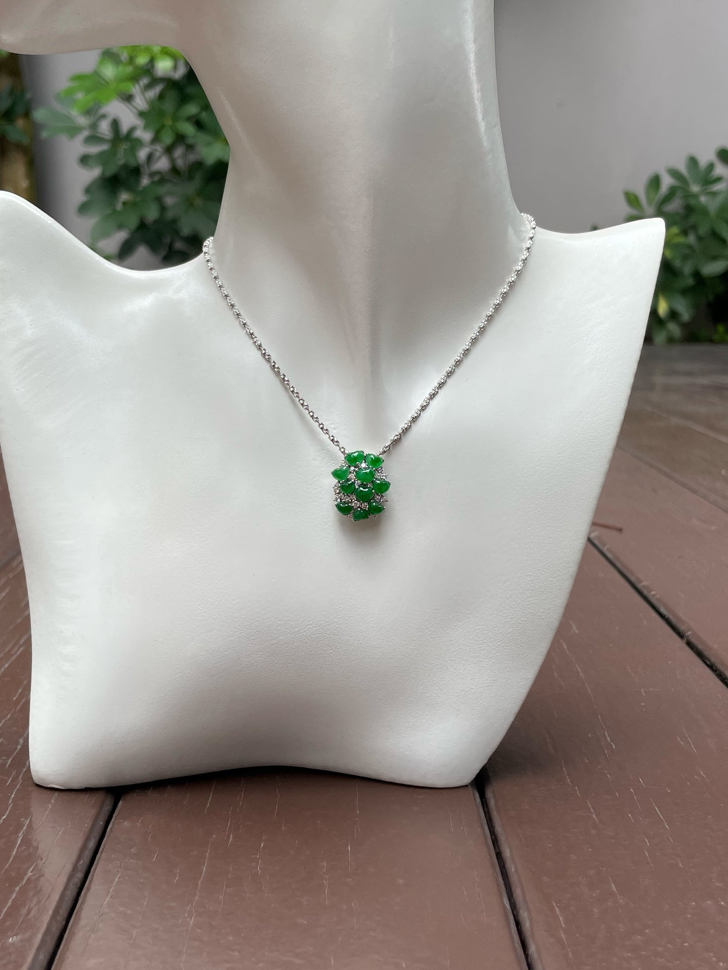 Green Jadeite Ring / Pendant - Hearts (NJR184)