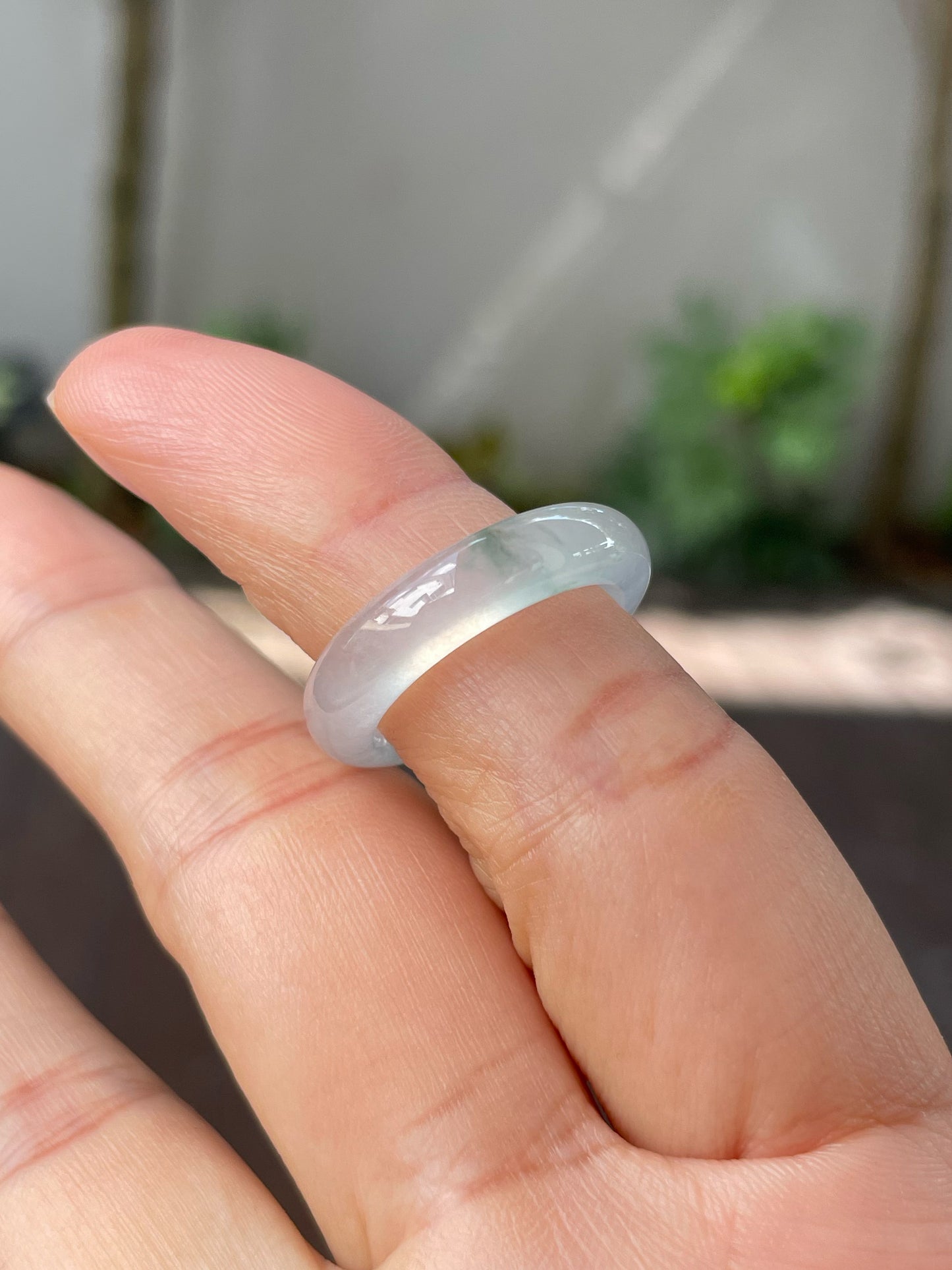 Icy Bluish Green Jade Abacus Ring | HK 13 (NJR193)