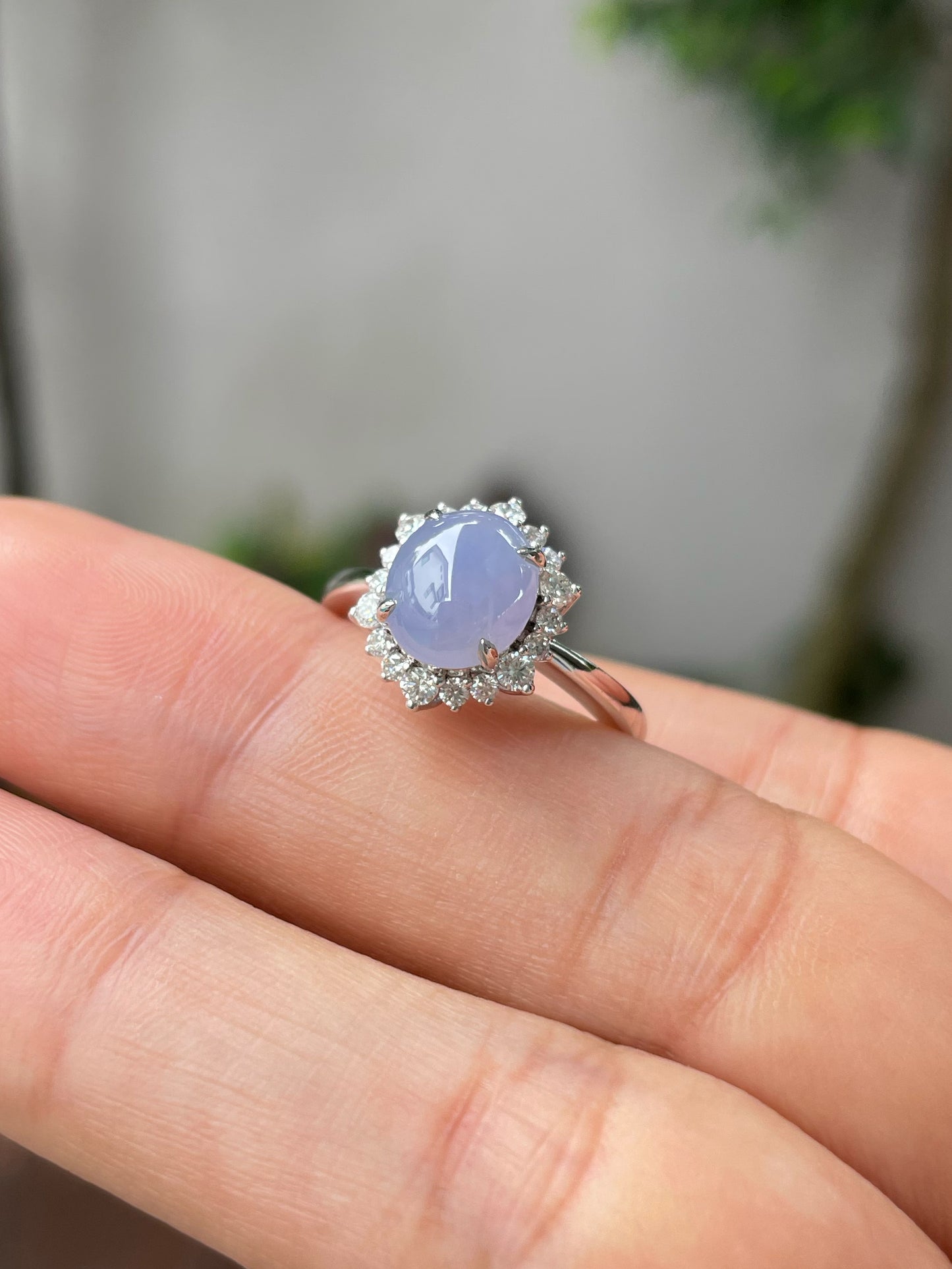 Lavender Jadeite Cabochon Ring (NJR197)