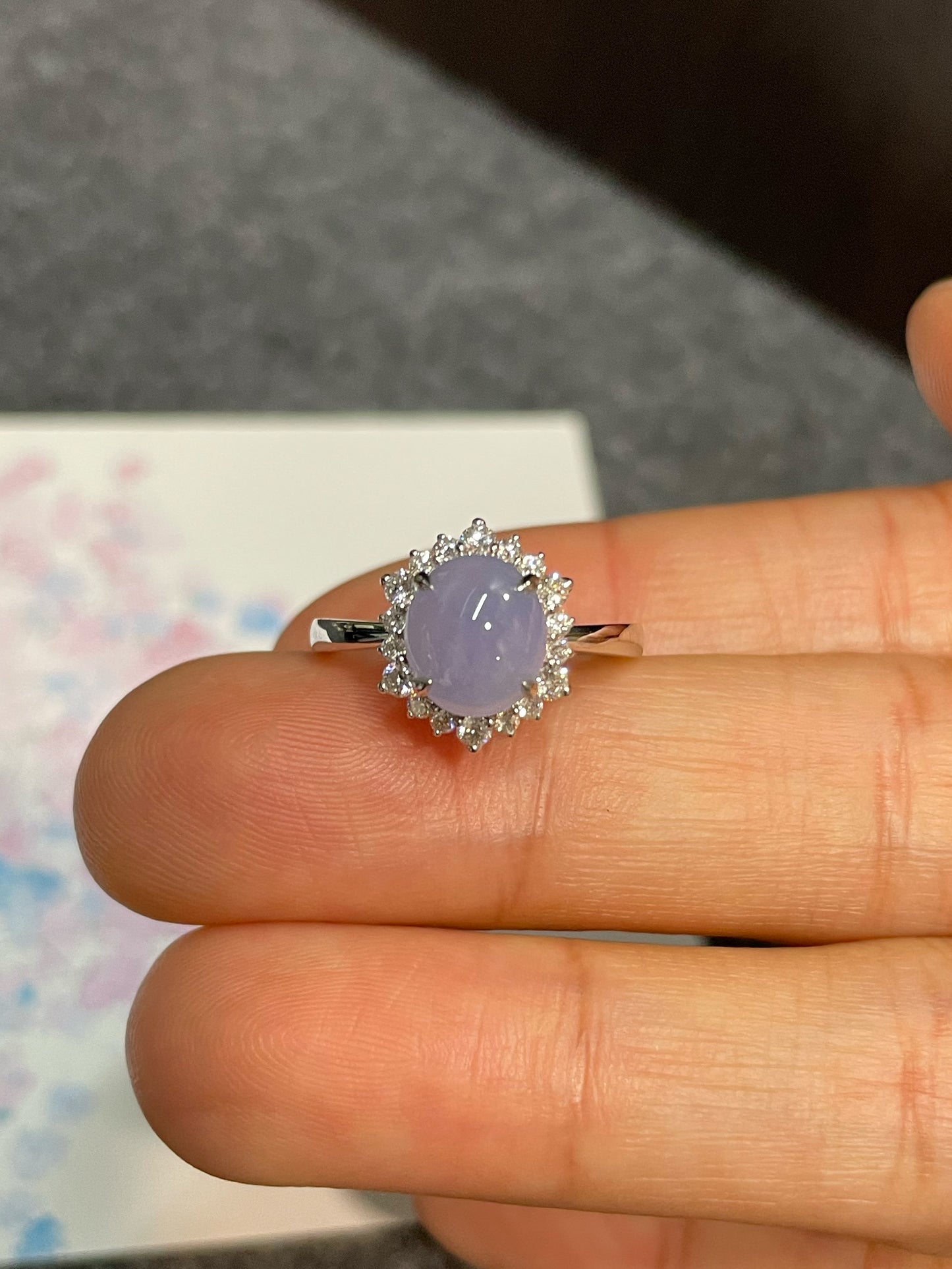 Lavender Jadeite Cabochon Ring (NJR197)