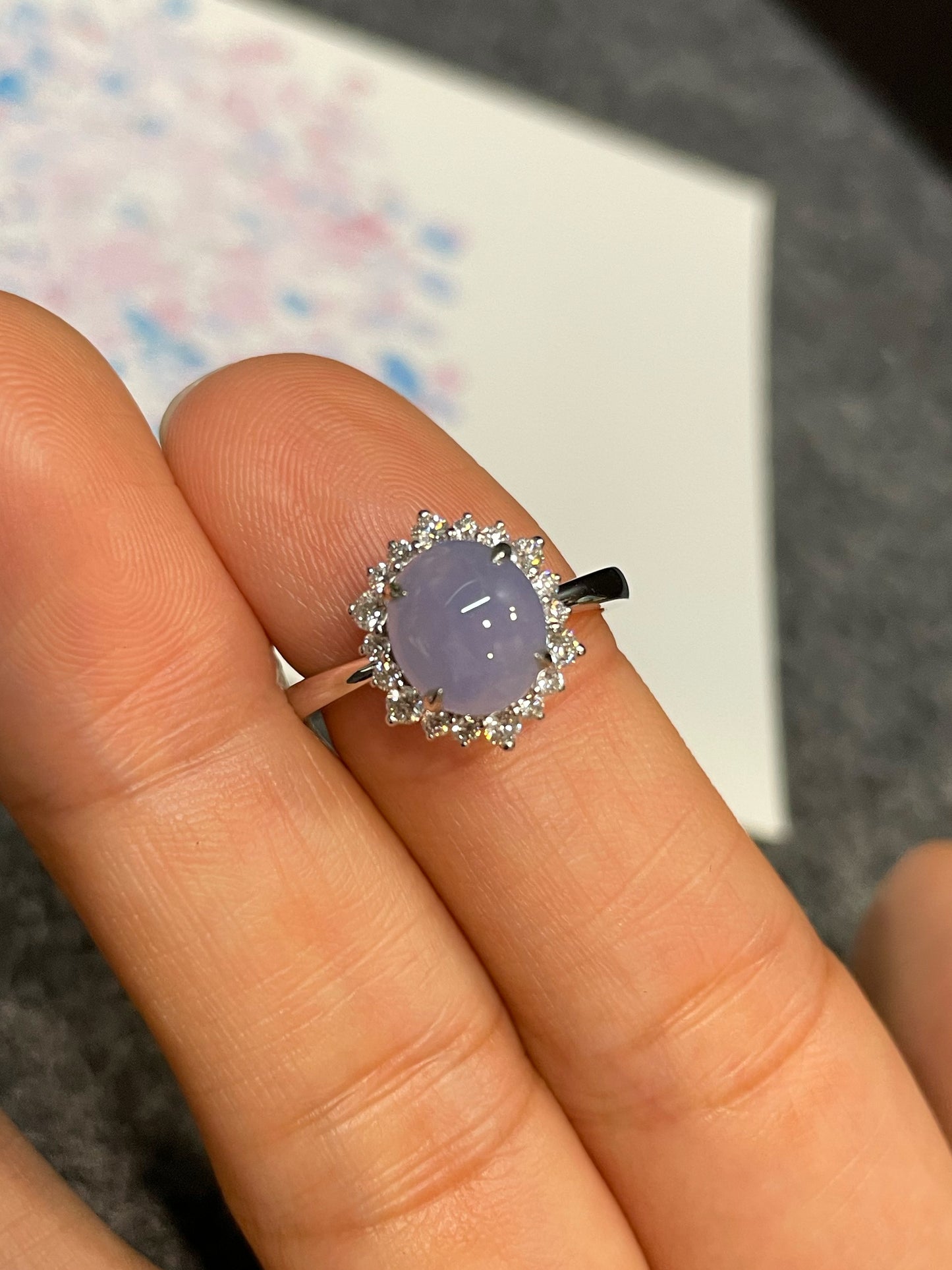 Lavender Jadeite Cabochon Ring (NJR197)