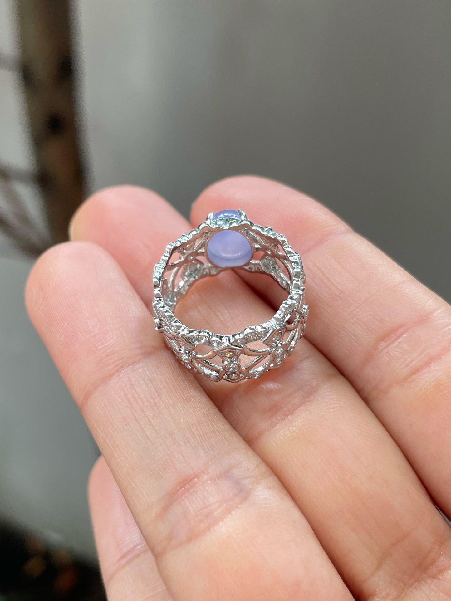 Lavender Jadeite Cabochon Ring (NJR242)