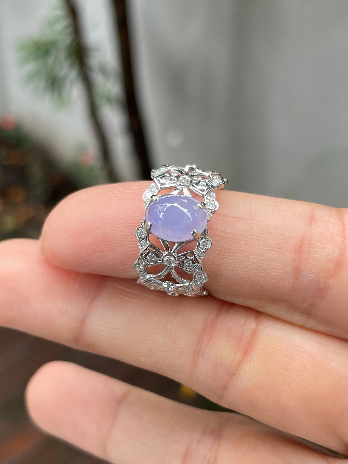 Lavender Jadeite Cabochon Ring (NJR242)