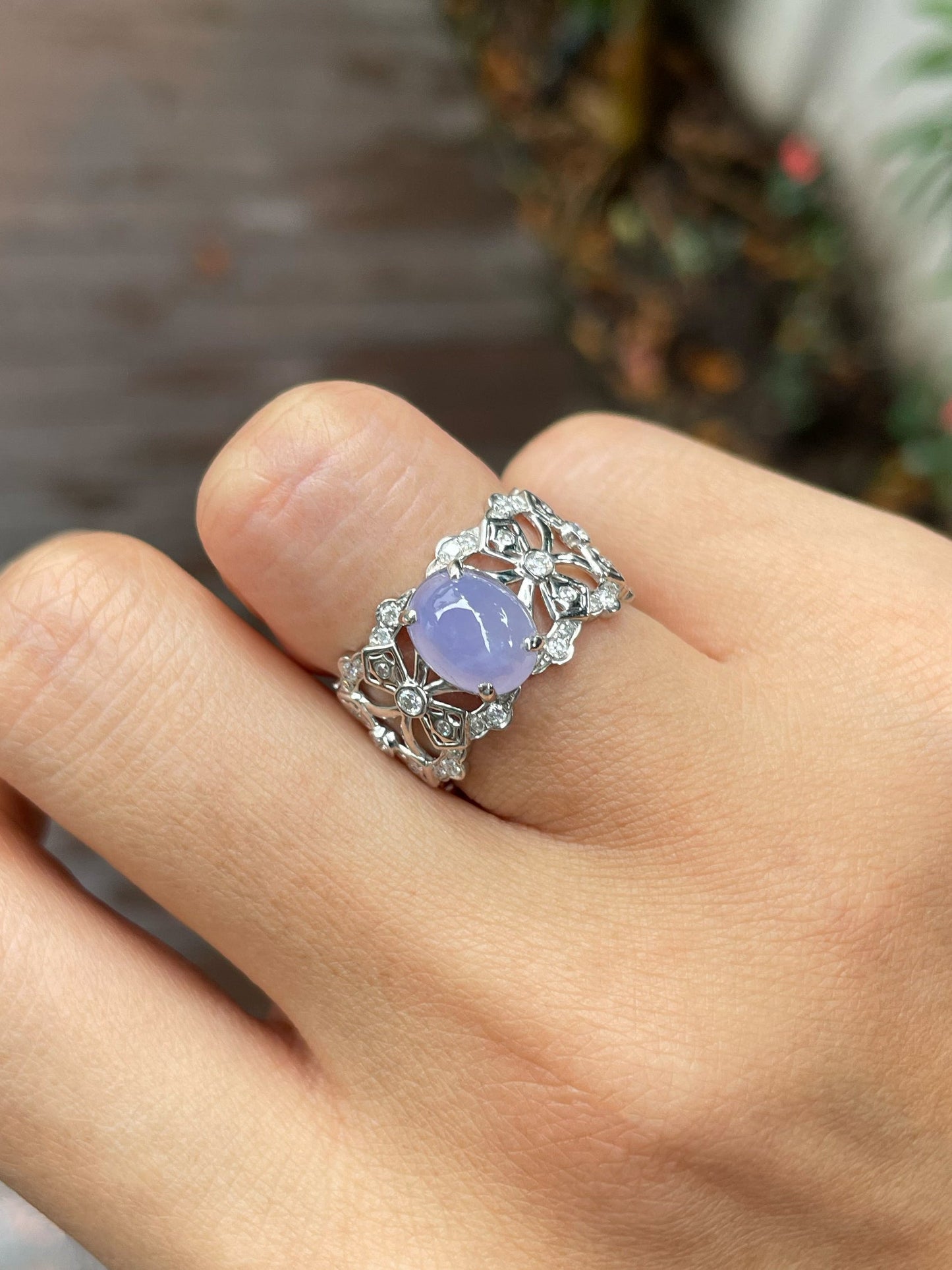 Lavender Jadeite Cabochon Ring (NJR242)