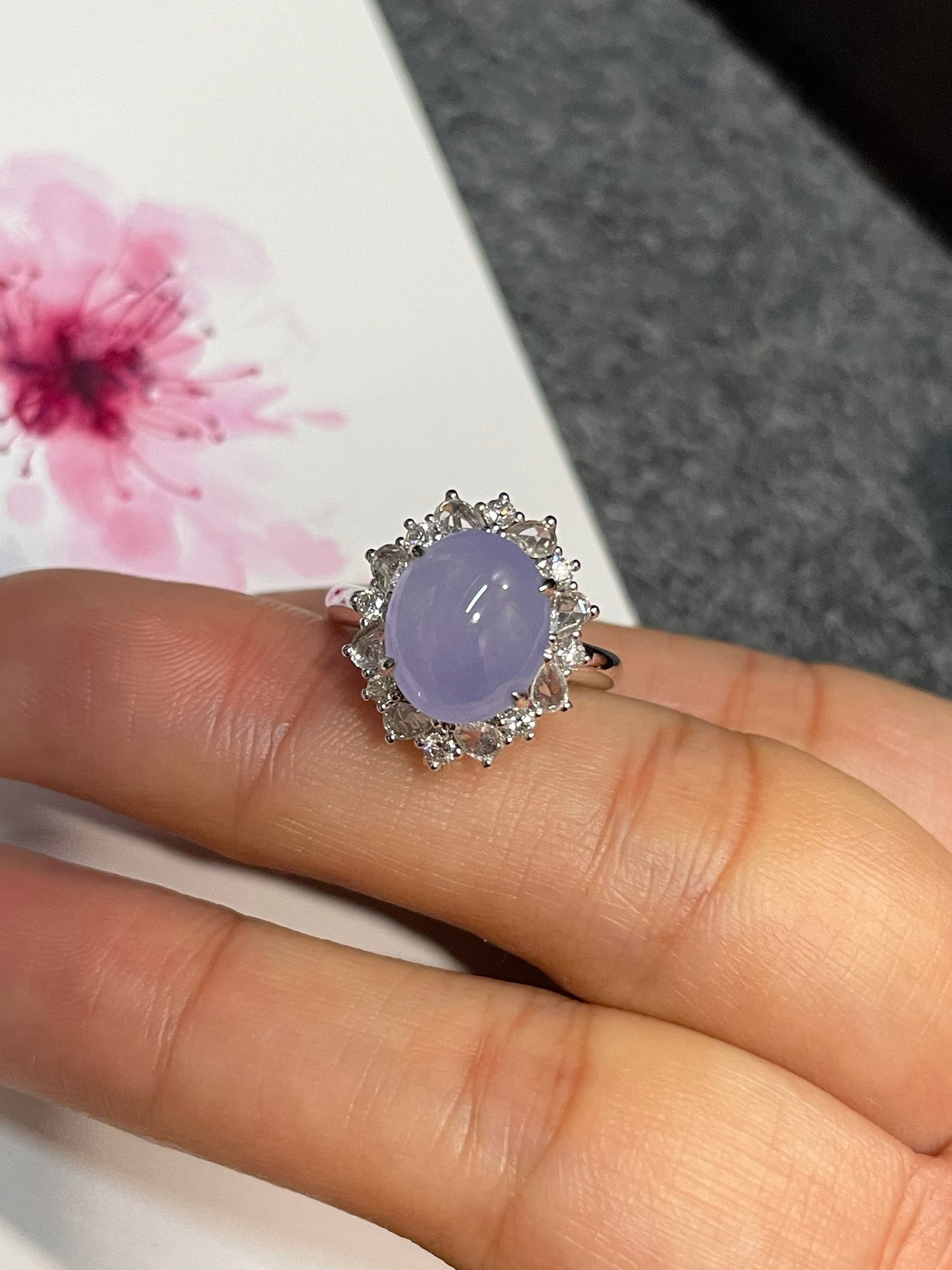 Icy Lavender Jade Cabochon Ring / Pendant (NJR230)