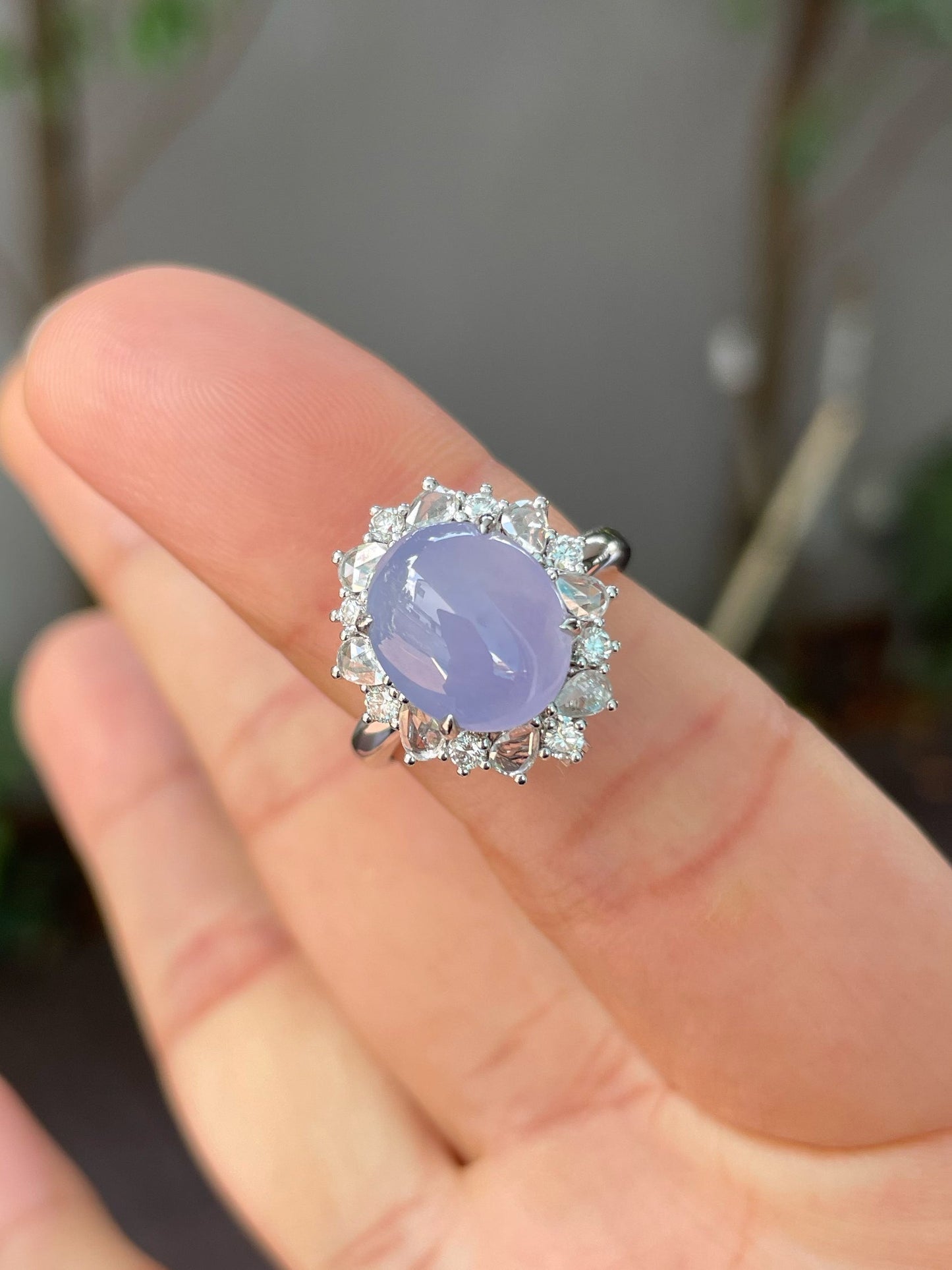 Icy Lavender Jade Cabochon Ring / Pendant (NJR230)