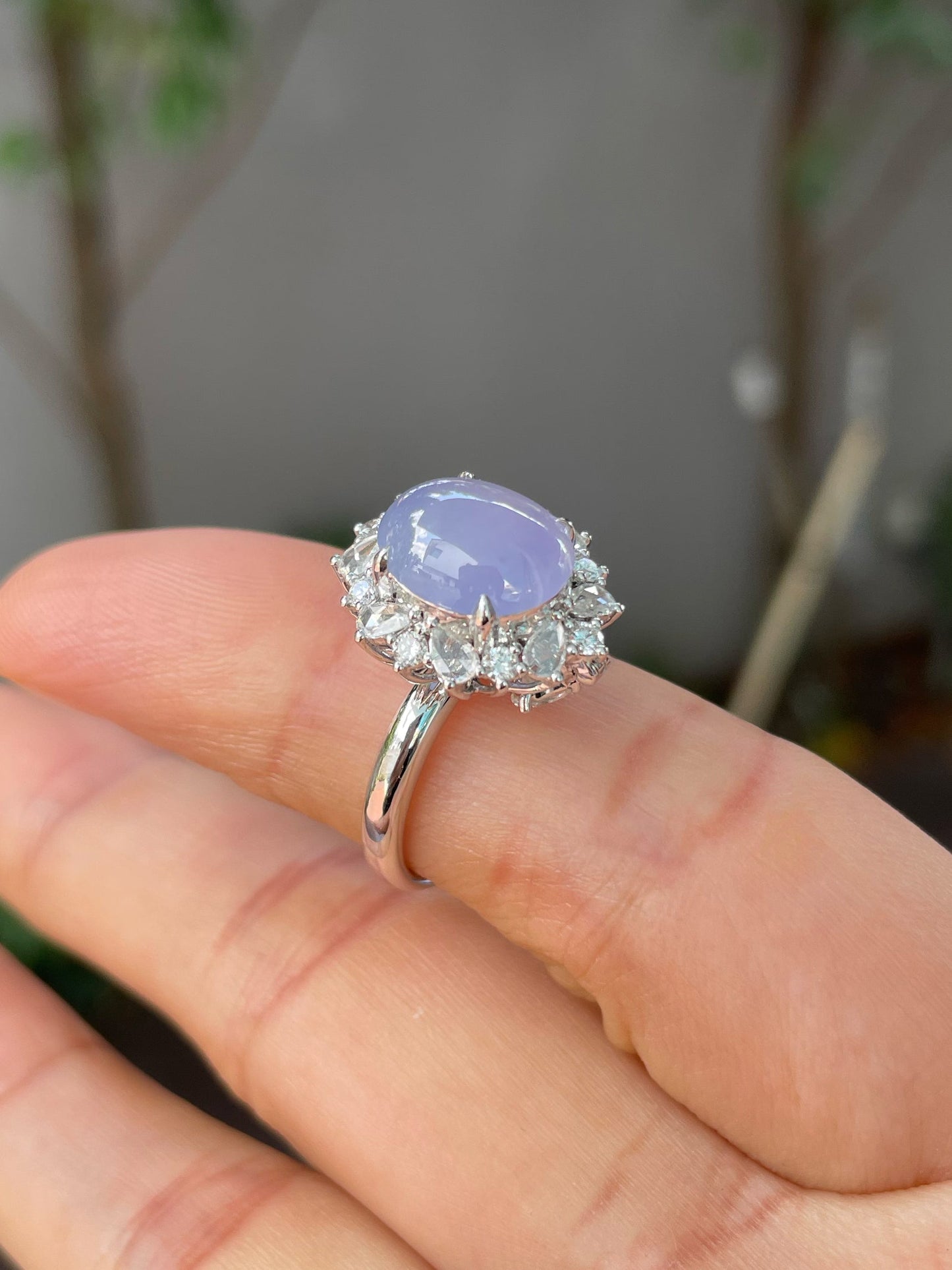 Icy Lavender Jade Cabochon Ring / Pendant (NJR230)