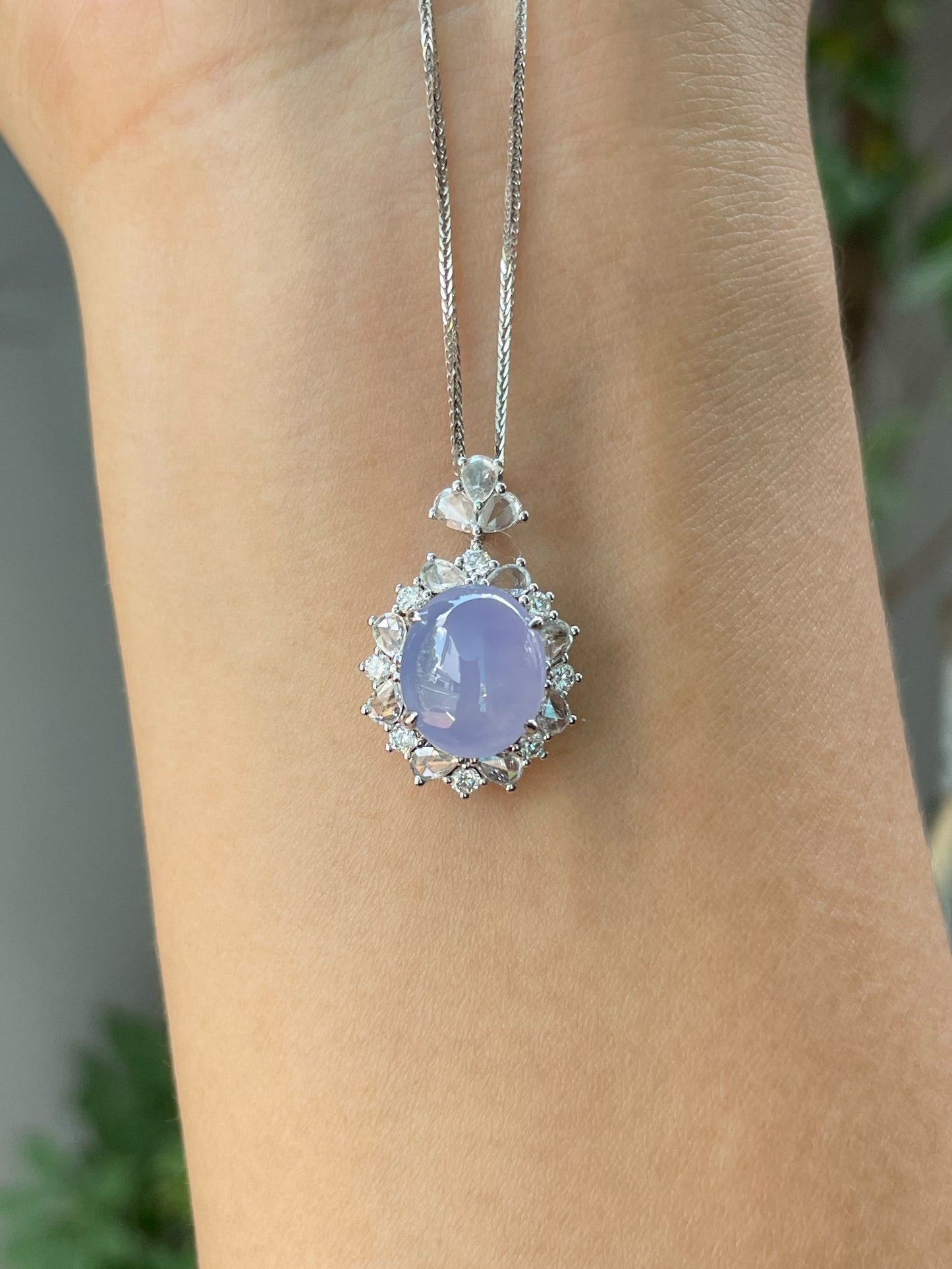 Icy Lavender Jade Cabochon Ring / Pendant (NJR230)
