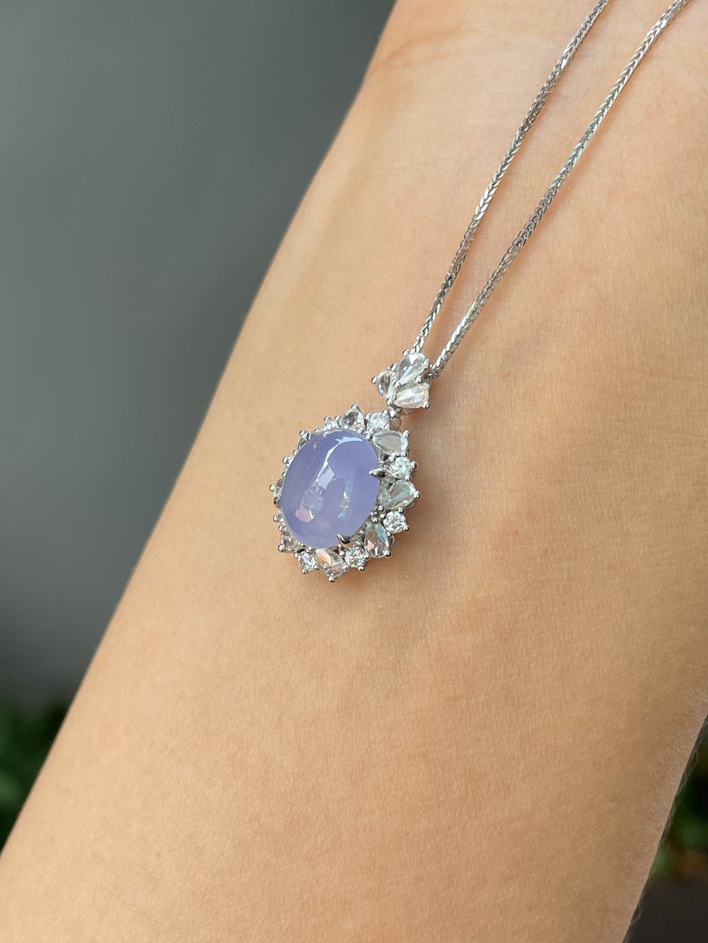 Icy Lavender Jade Cabochon Ring / Pendant (NJR230)