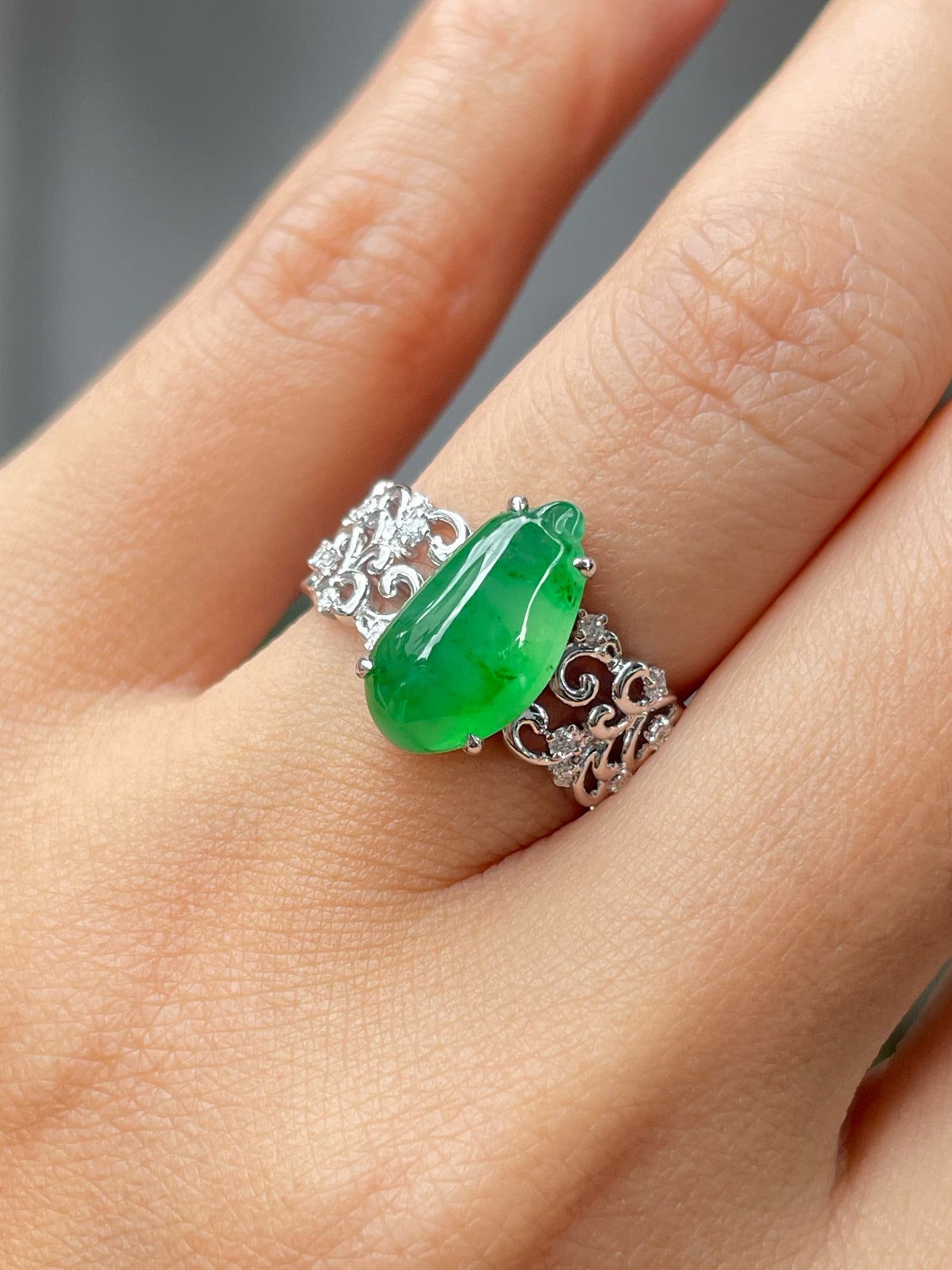 Green Jade Ring - Gourd (NJR232)