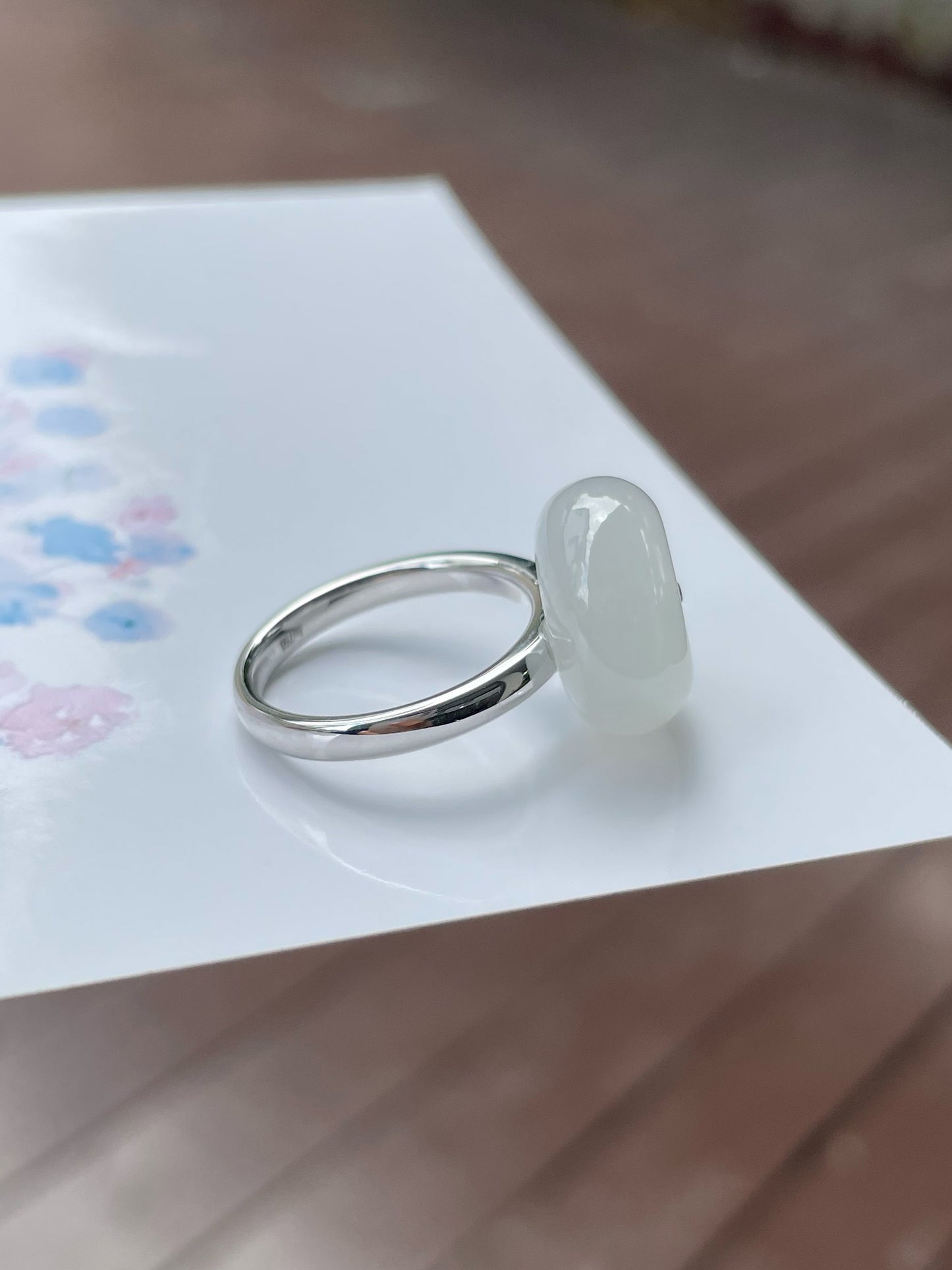 White Jade Ring - Safety Coin (NJR238)