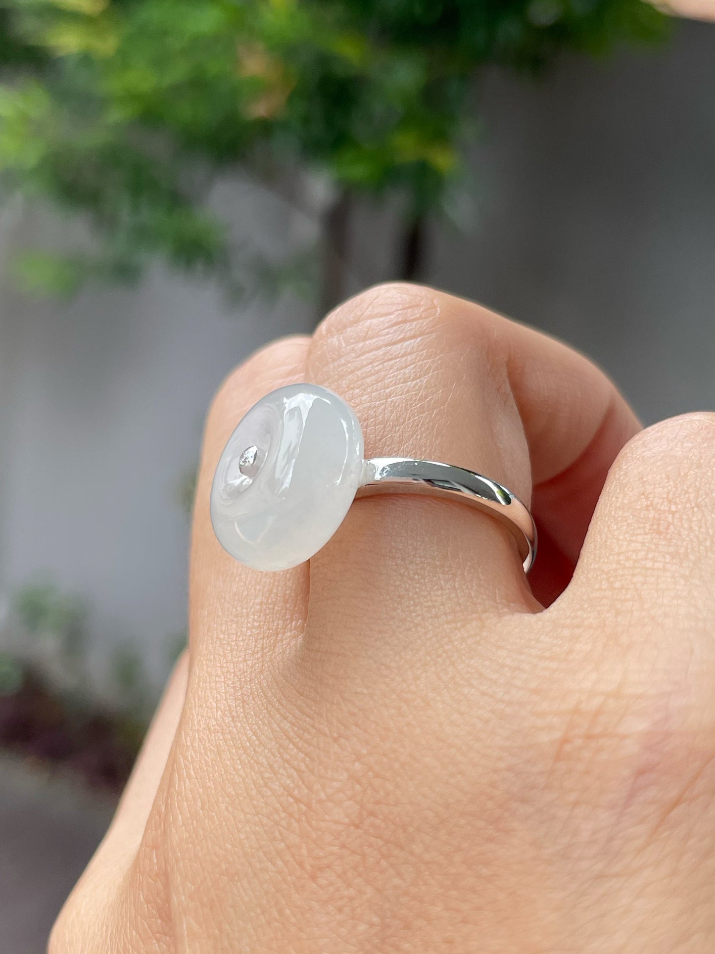 White Jade Ring - Safety Coin (NJR238)