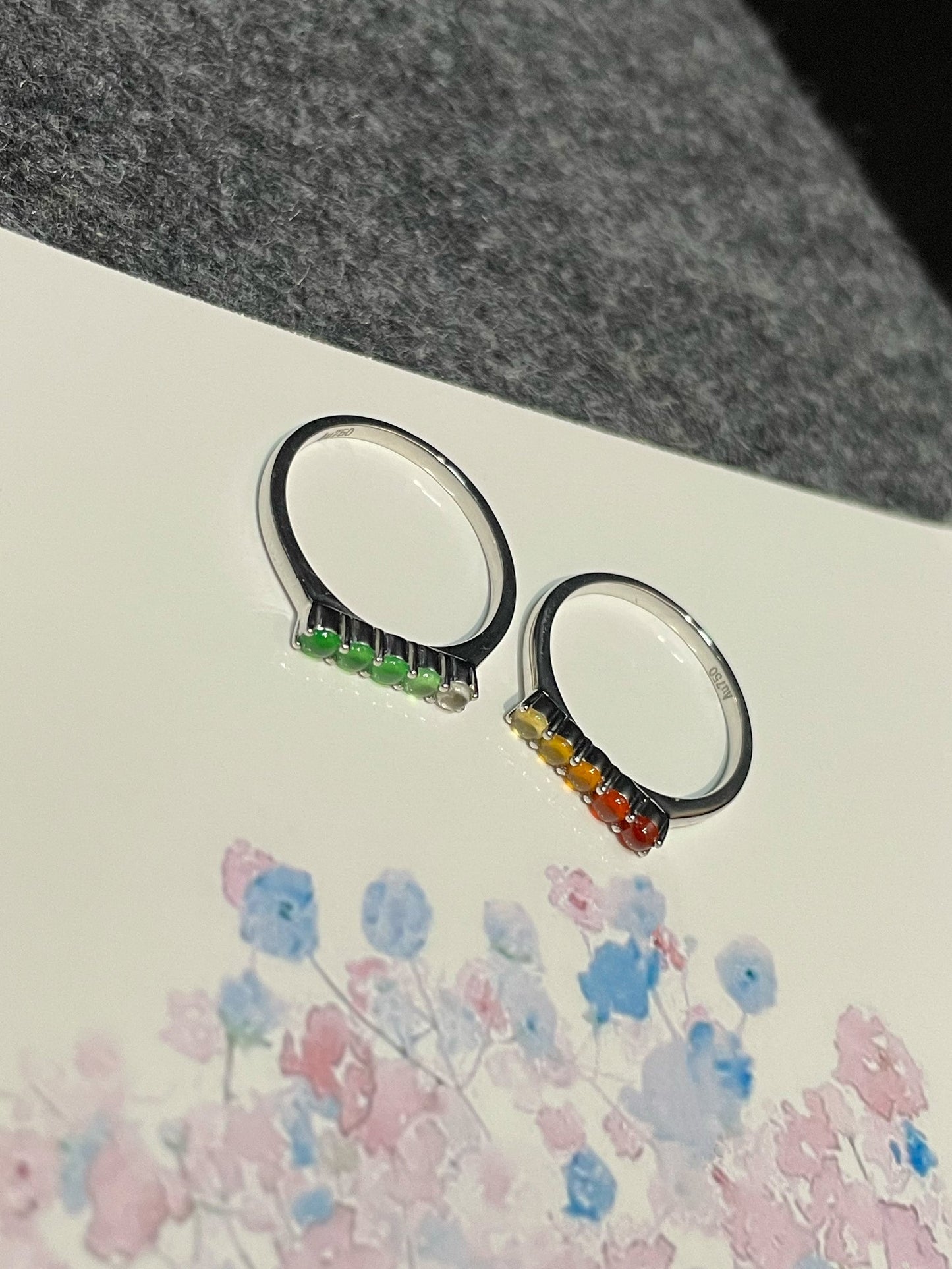Multicoloured Jade Rings - Cabochons (NJR246)