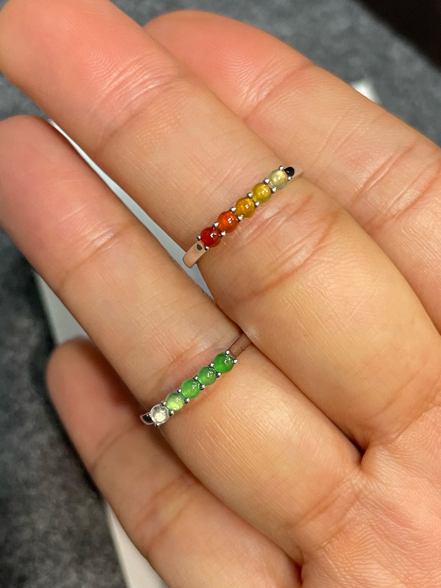Multicoloured Jade Rings - Cabochons (NJR246)