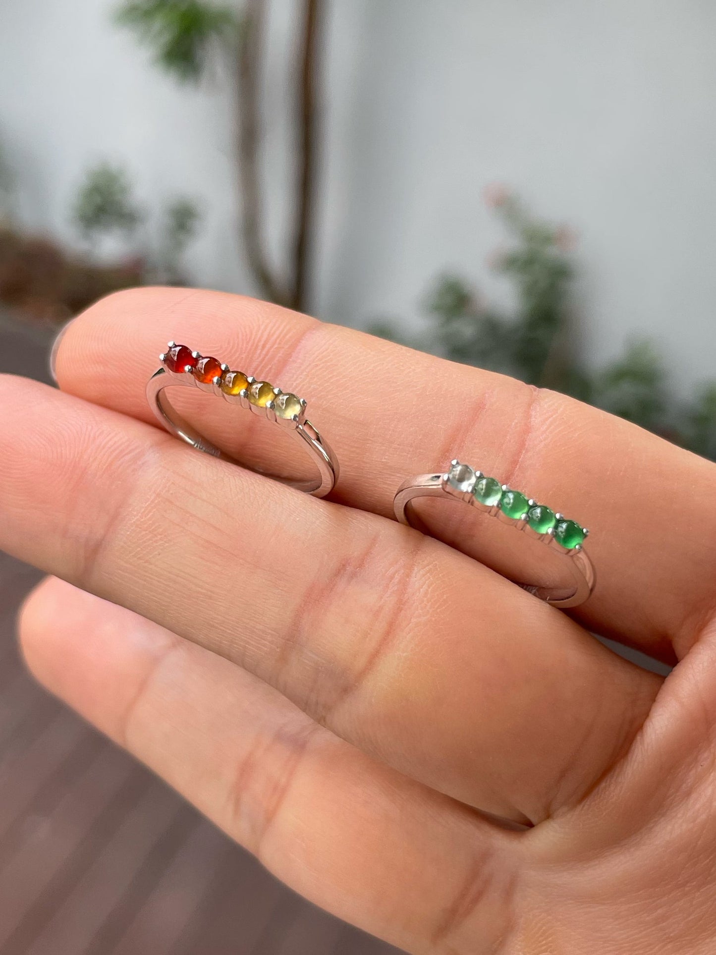 Multicoloured Jade Rings - Cabochons (NJR246)