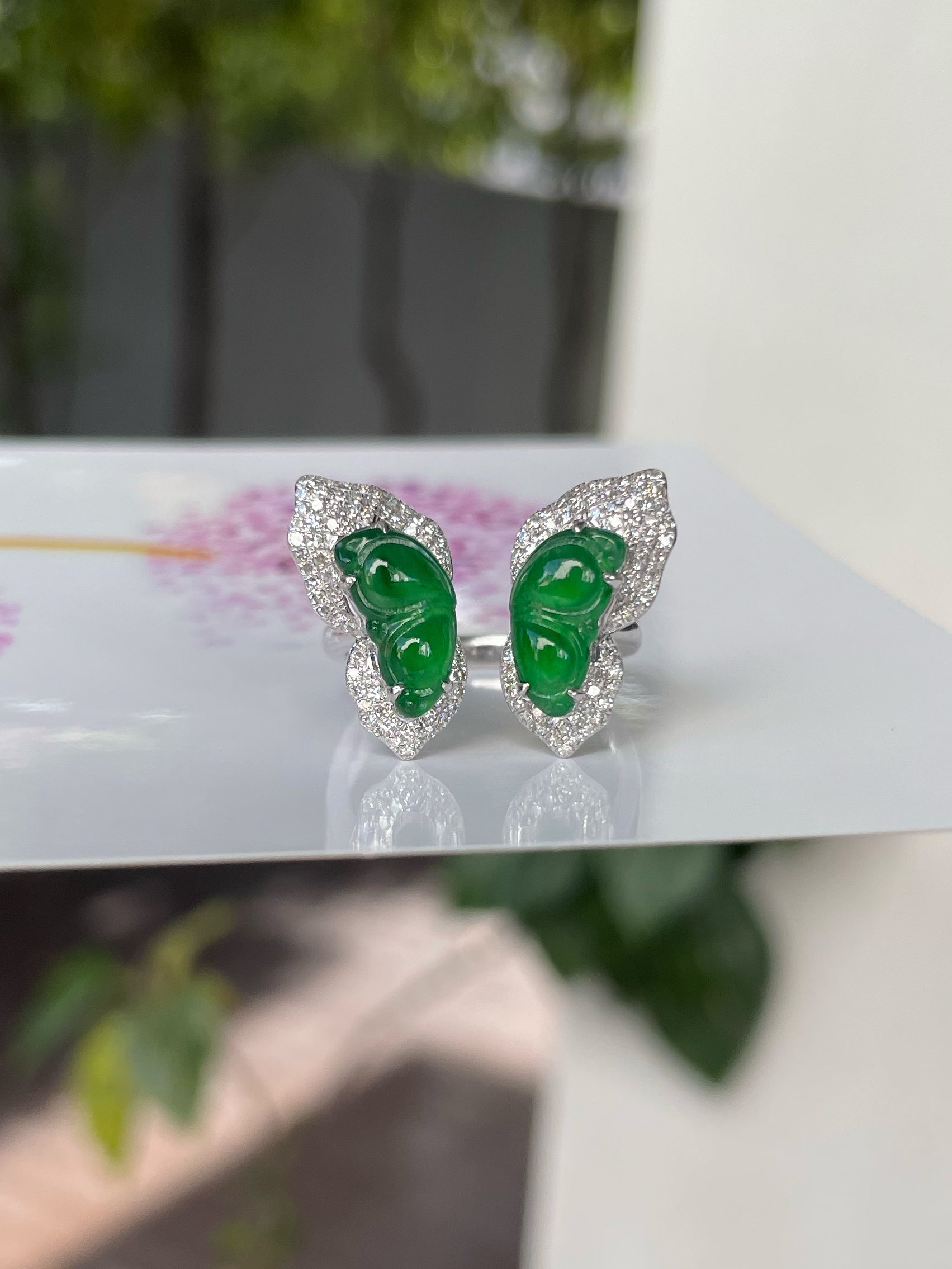 Green Jade Ring Butterfly (NJR255) – New Jade