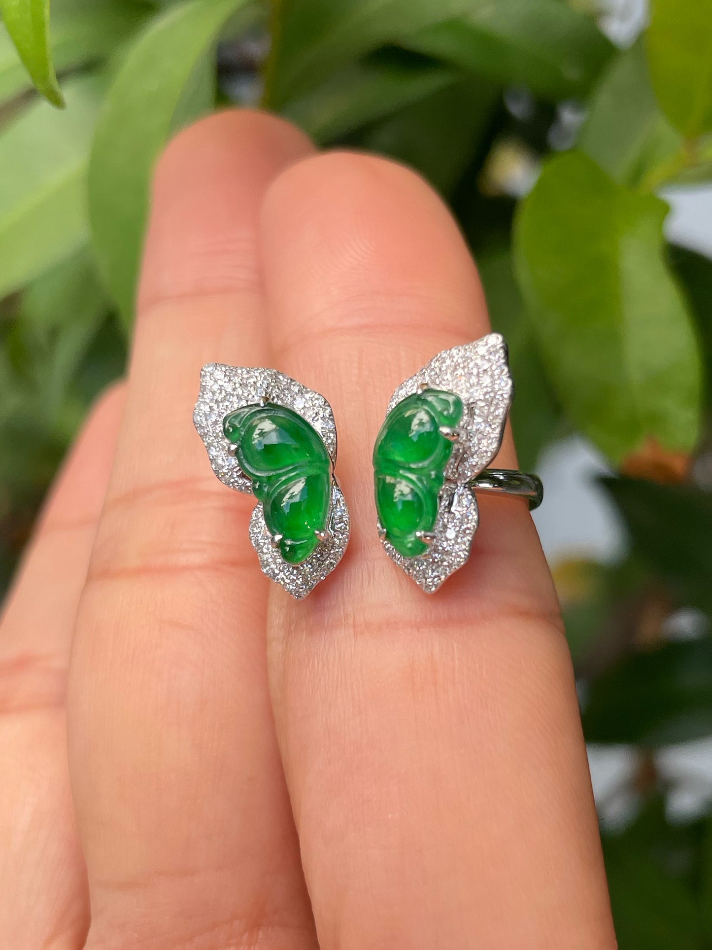 Green Jade Ring - Butterfly (NJR255)
