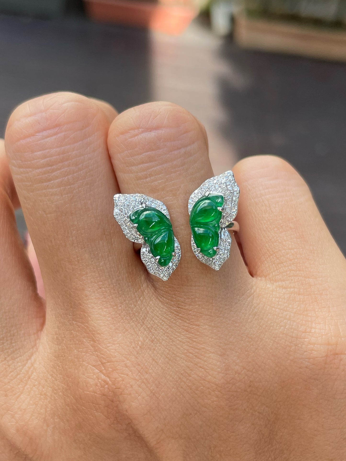 Green Jade Ring - Butterfly (NJR255)
