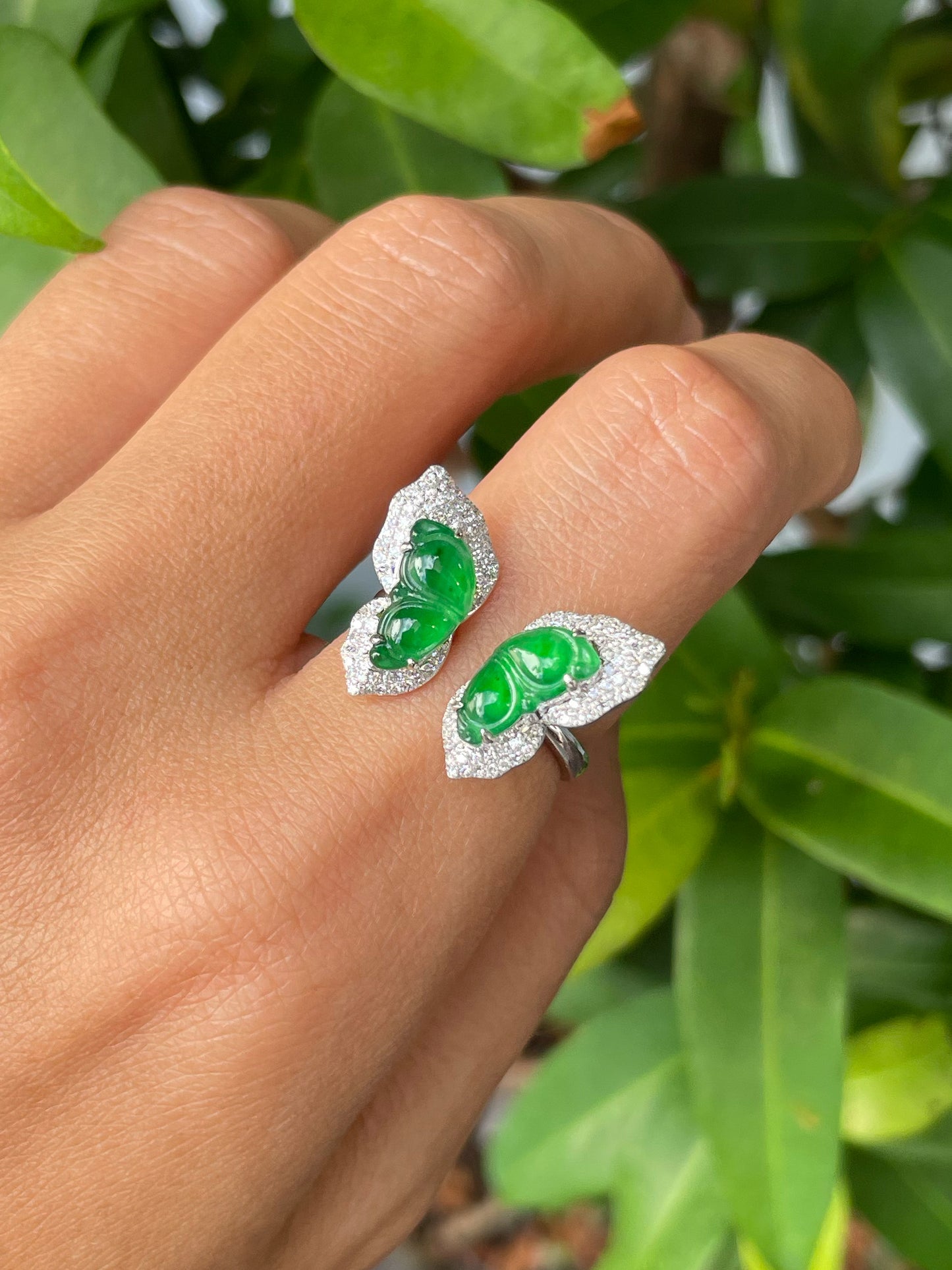 Green Jade Ring - Butterfly (NJR255)