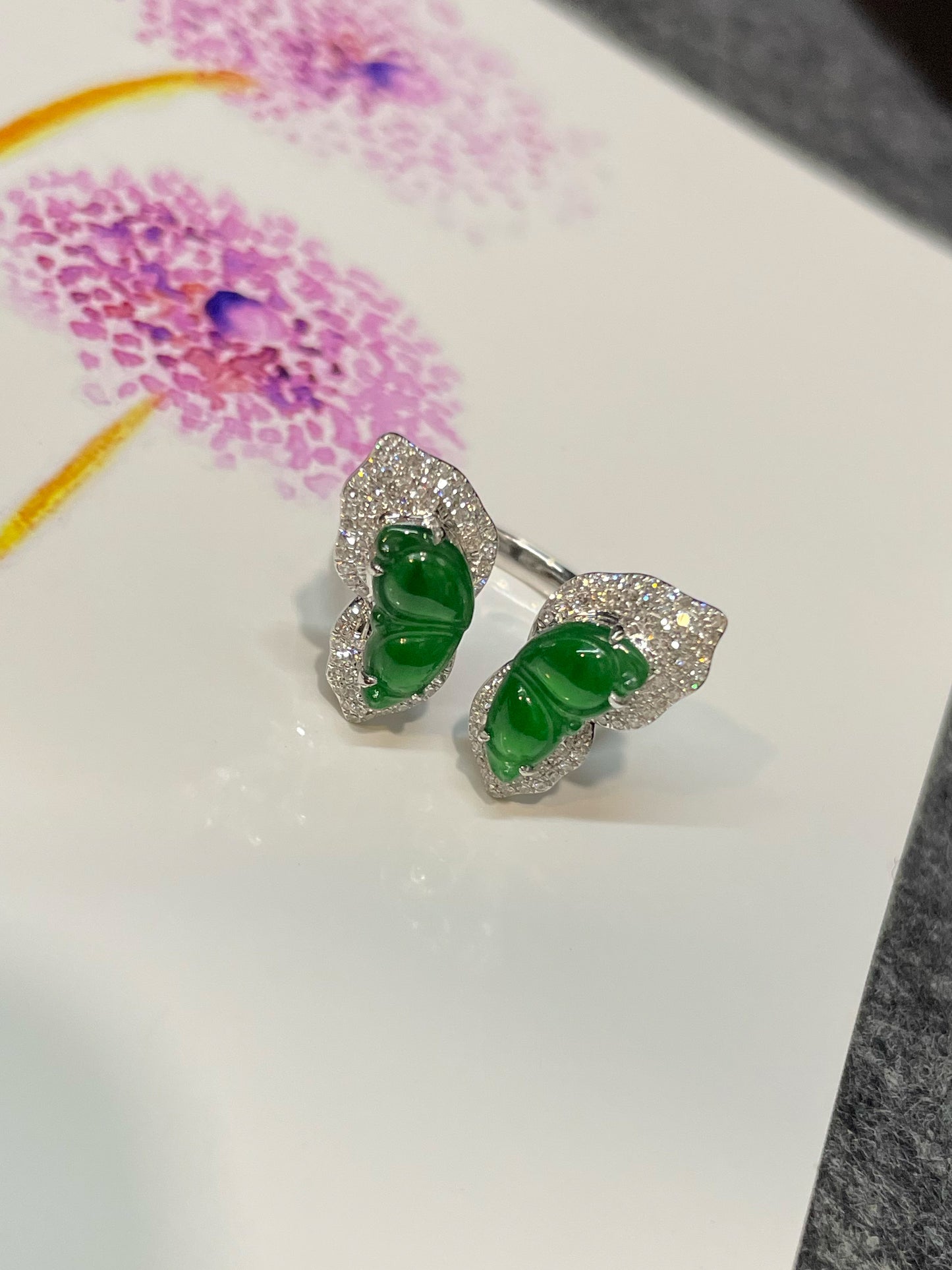 Green Jade Ring - Butterfly (NJR255)