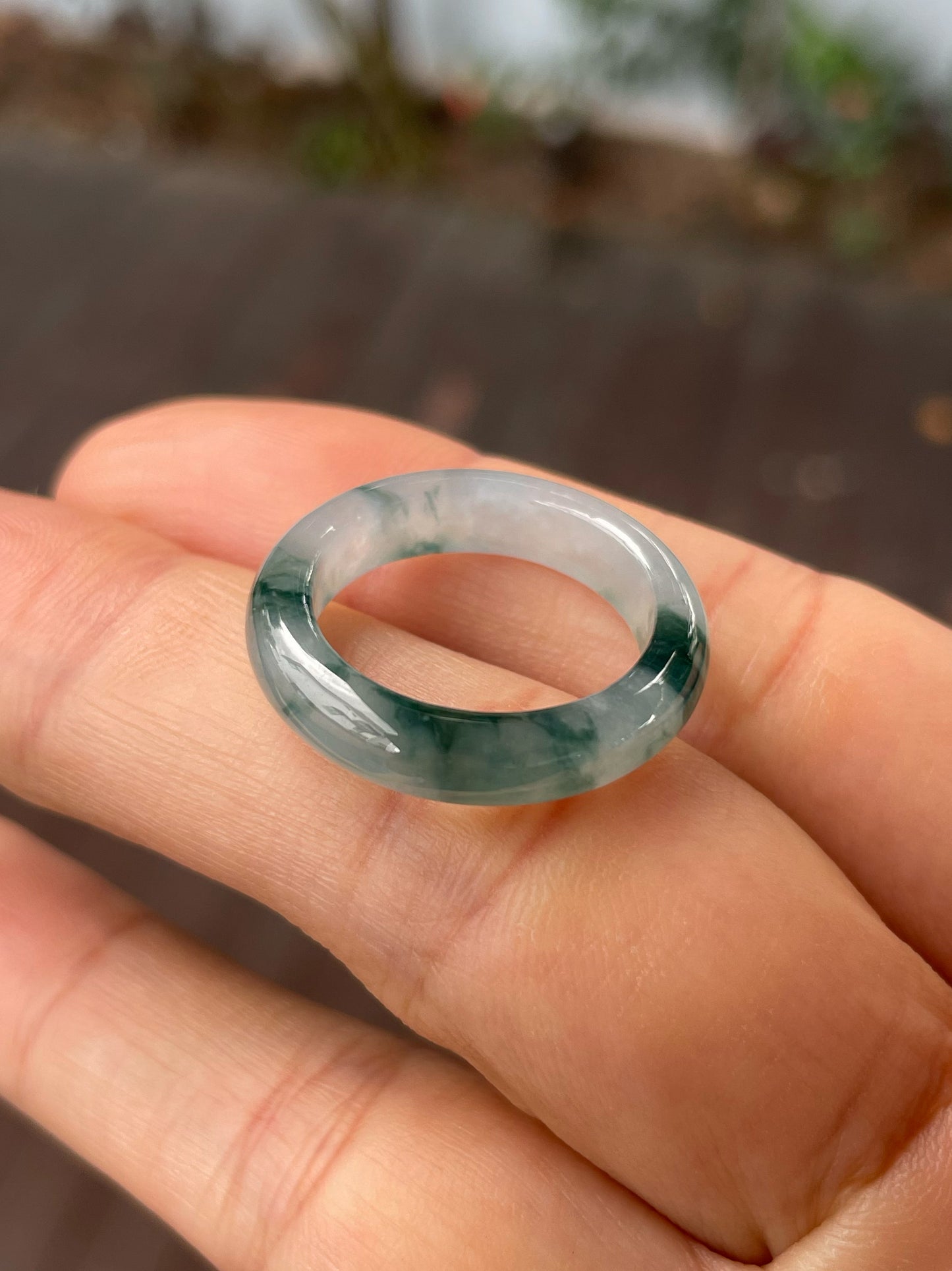 Bluish Green Jade Abacus Ring | HK 16 (NJR257)