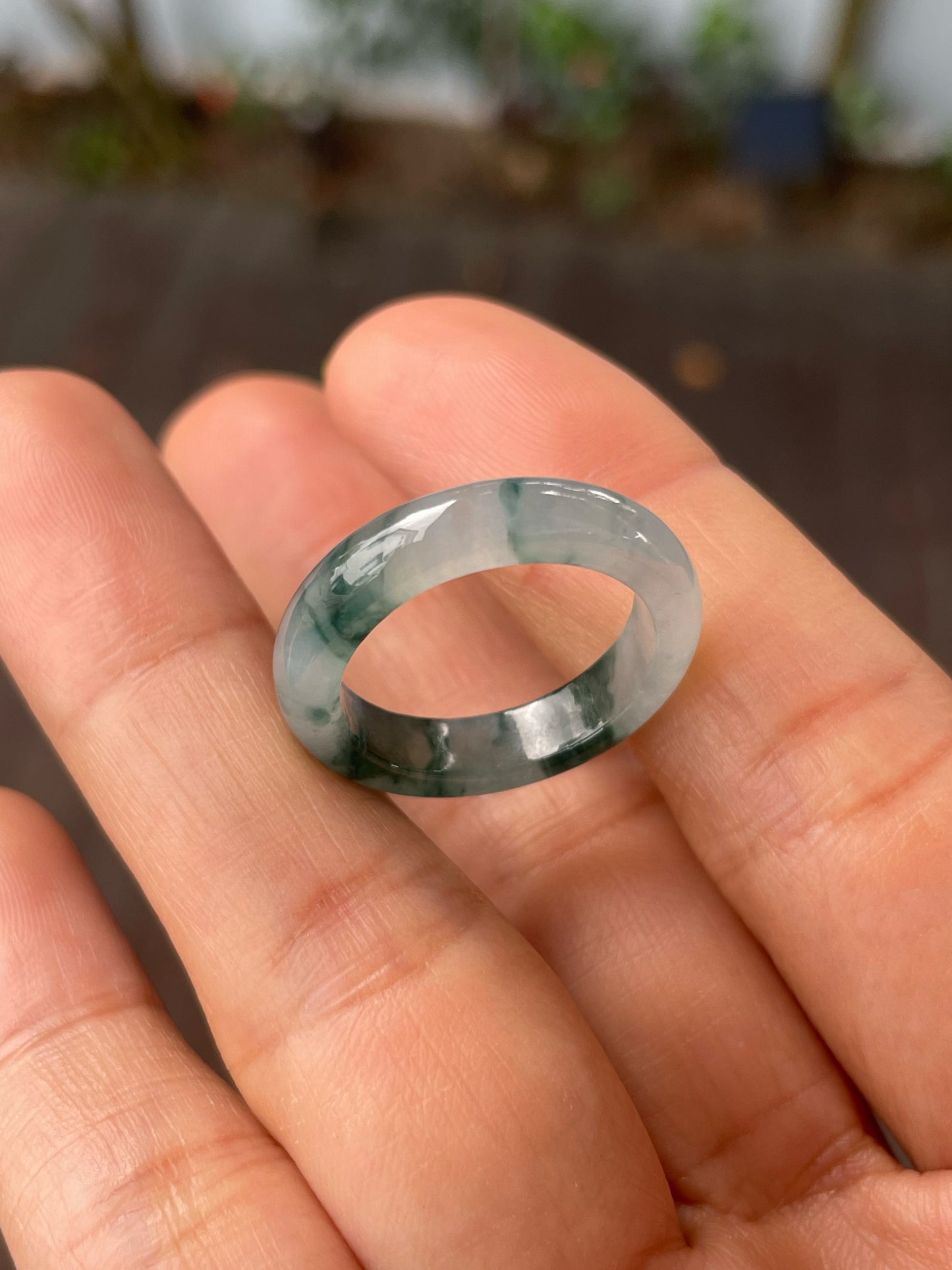 Bluish Green Jade Abacus Ring | HK 16 (NJR257)