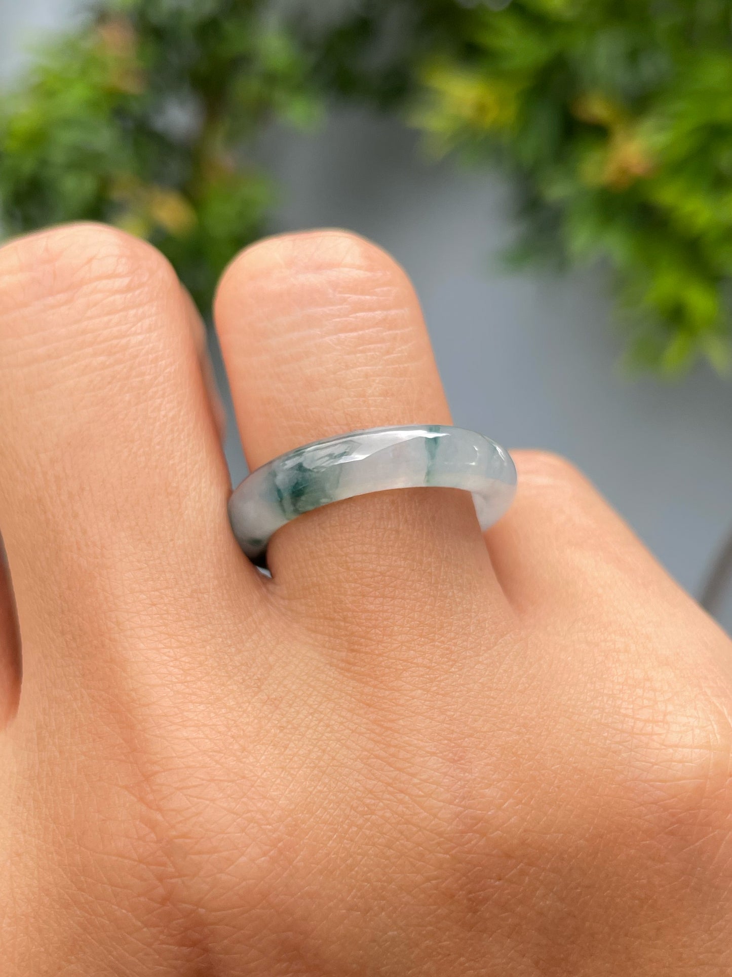 Bluish Green Jade Abacus Ring | HK 16 (NJR257)