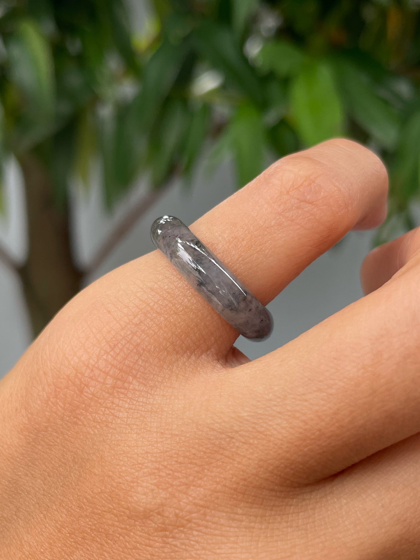 Icy Black With Lavender Jadeite Abacus Ring | HK 10.5 (NJR271)