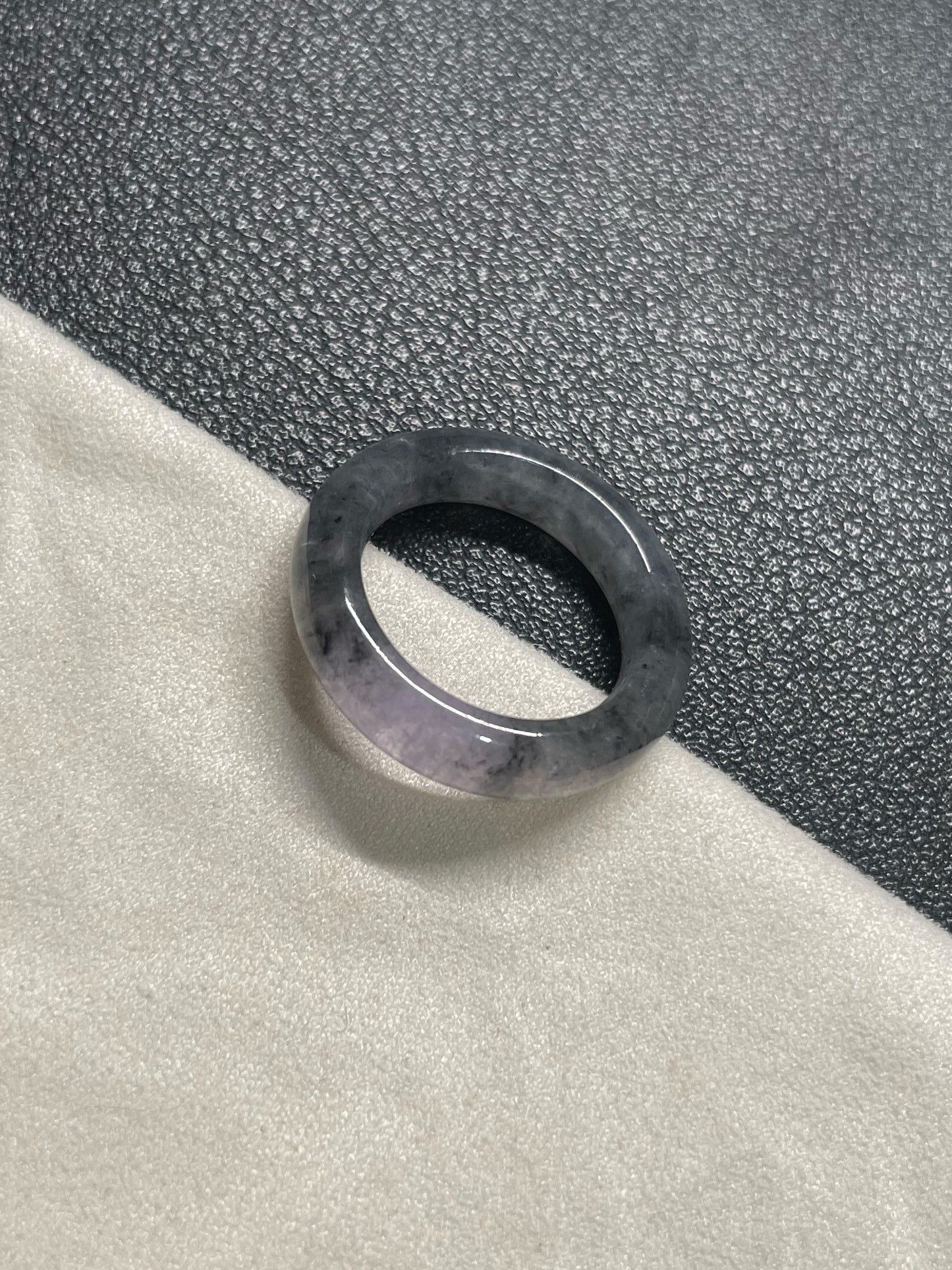 Icy Black With Lavender Jadeite Abacus Ring | HK 10.5 (NJR271)
