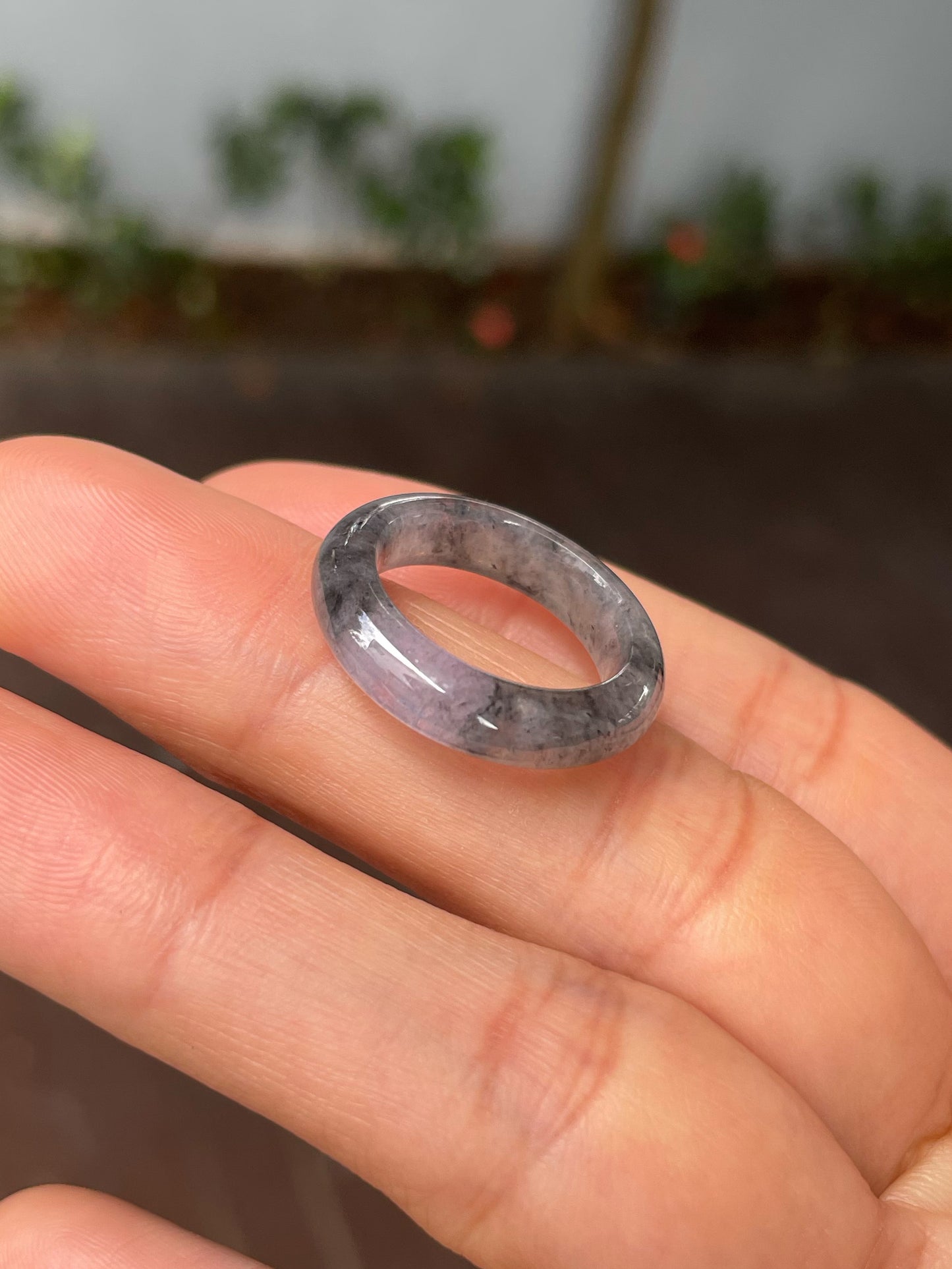 Icy Black With Lavender Jadeite Abacus Ring | HK 10.5 (NJR271)