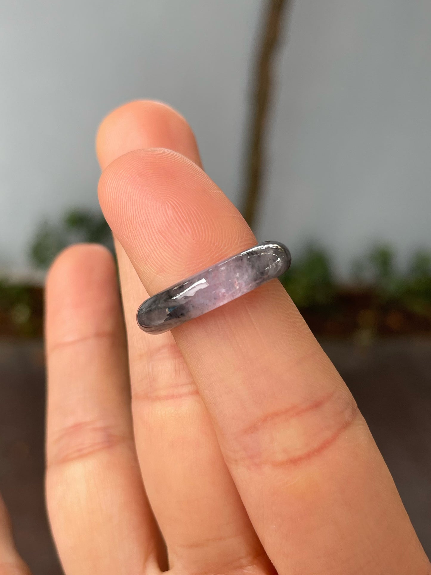 Icy Black With Lavender Jadeite Abacus Ring | HK 10.5 (NJR271)